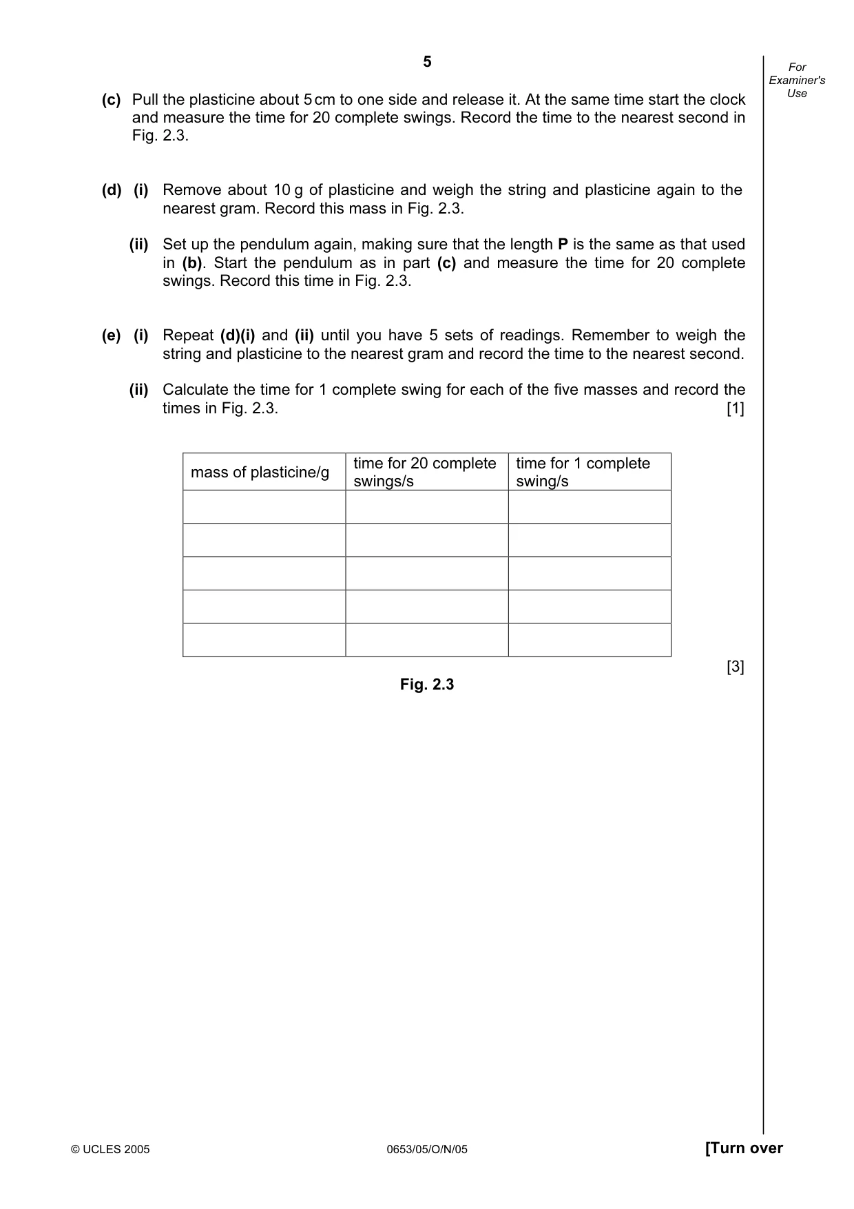 Cambridge IGCSE Science - Combined 0653 2005 Oct/Nov Paper 5 · Variant 1 question paper, page 5 of 12
