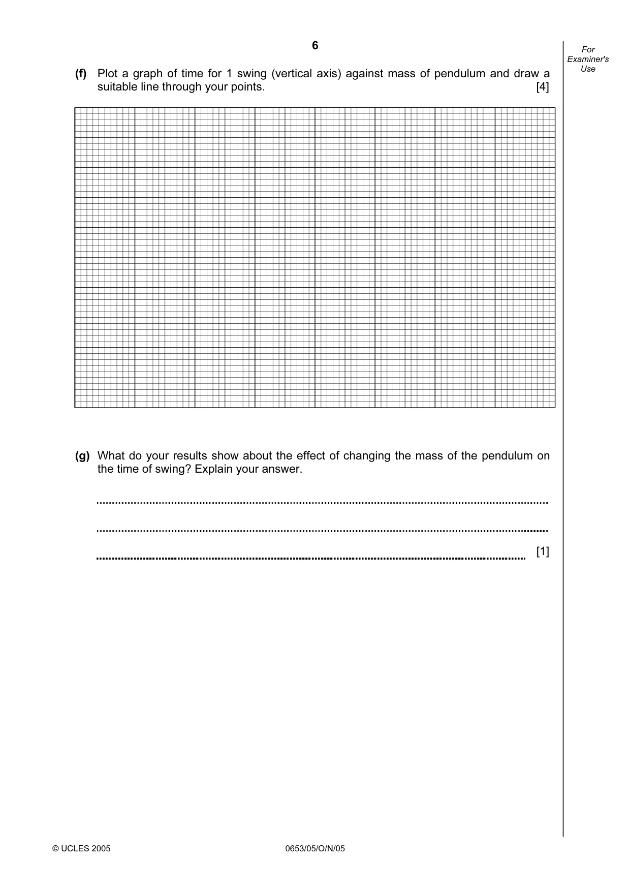 Cambridge IGCSE Science - Combined 0653 2005 Oct/Nov Paper 5 · Variant 1 question paper, page 6 of 12