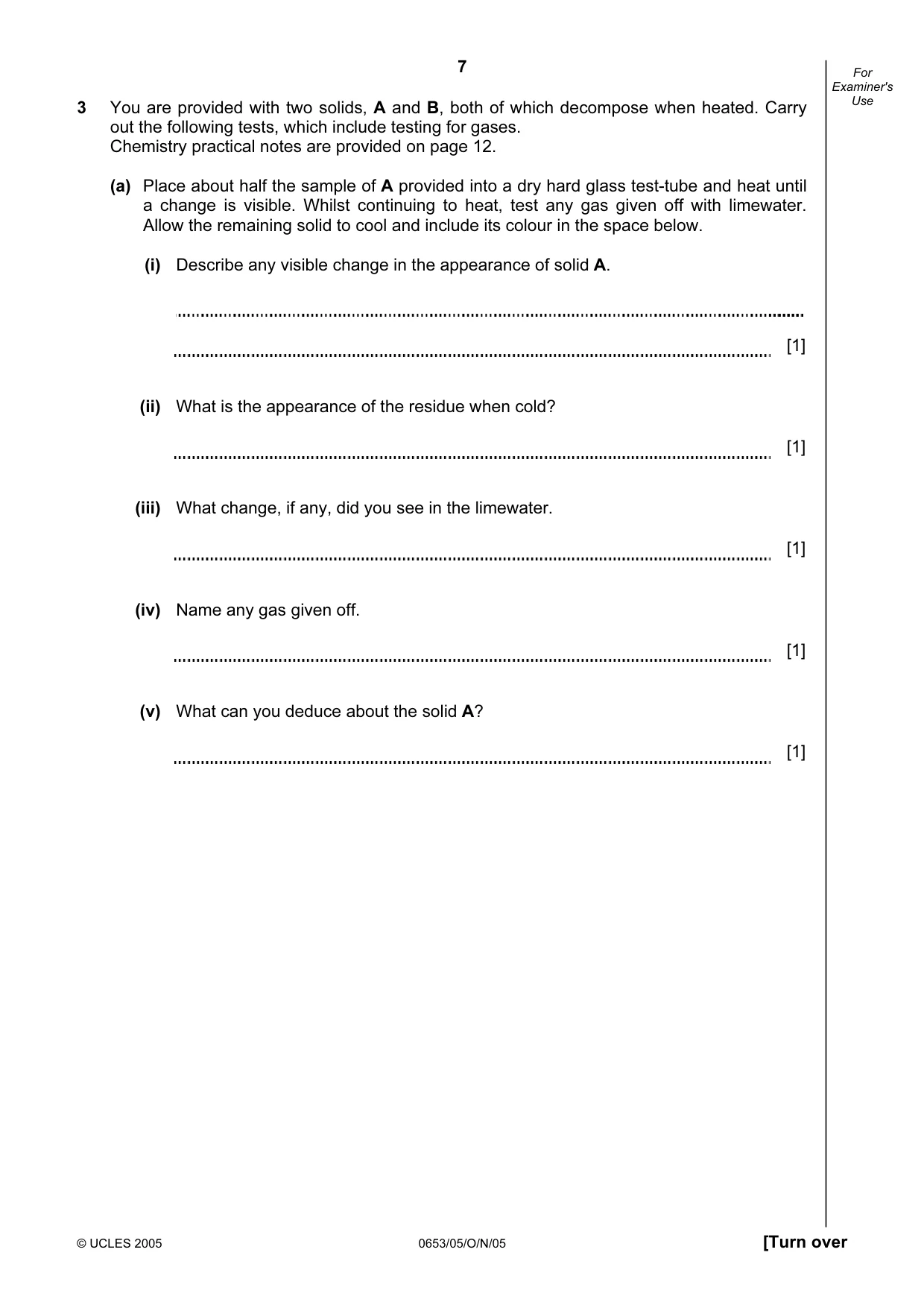 Cambridge IGCSE Science - Combined 0653 2005 Oct/Nov Paper 5 · Variant 1 question paper, page 7 of 12