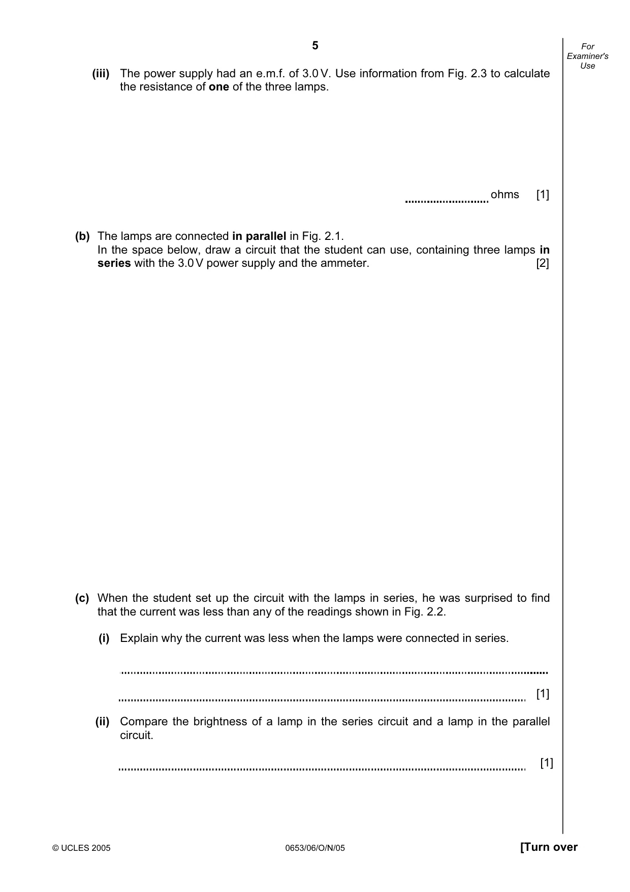 Cambridge IGCSE Science - Combined 0653 2005 Oct/Nov Paper 6 · Variant 1 question paper, page 5 of 16