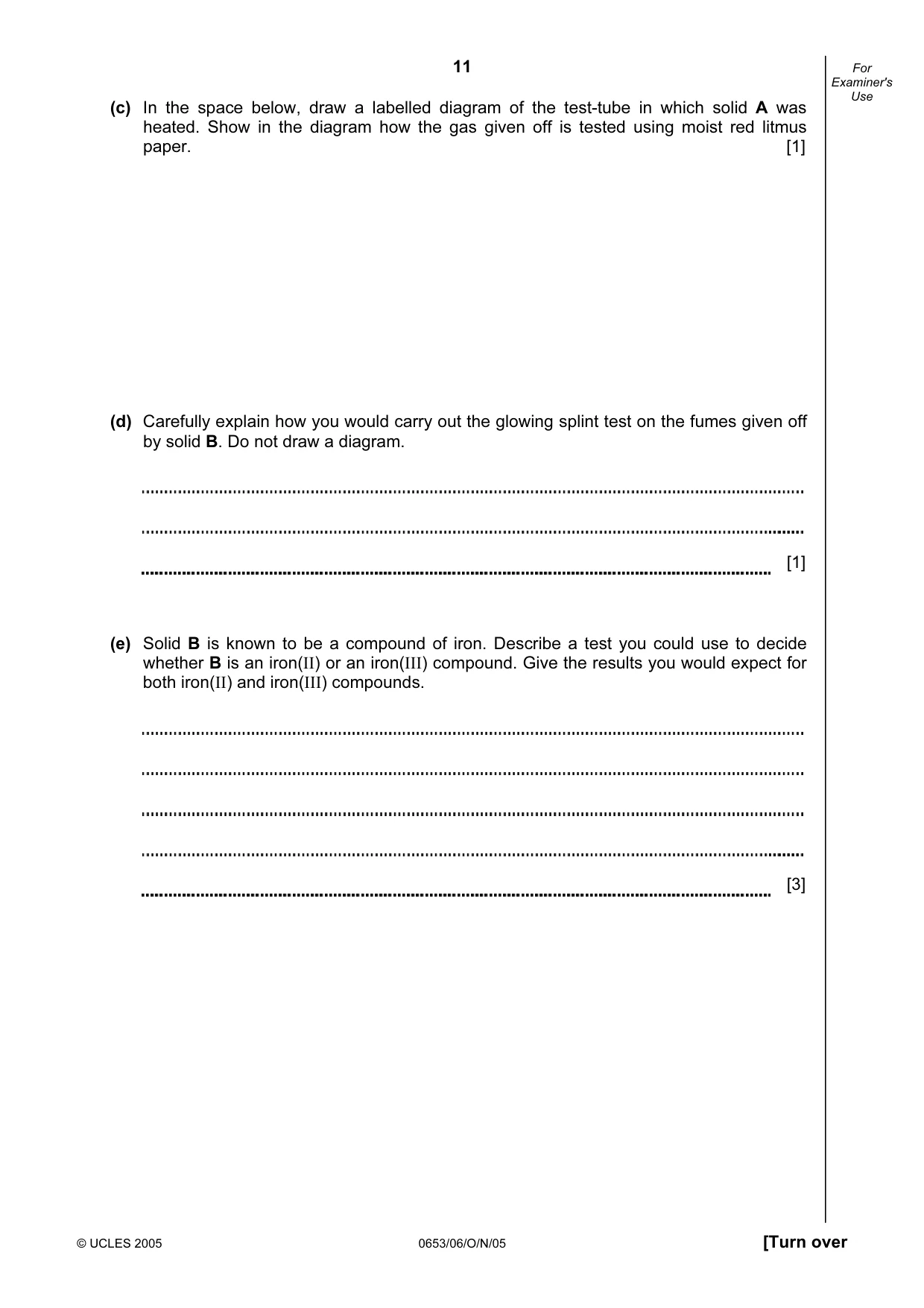 Cambridge IGCSE Science - Combined 0653 2005 Oct/Nov Paper 6 · Variant 1 question paper, page 11 of 16
