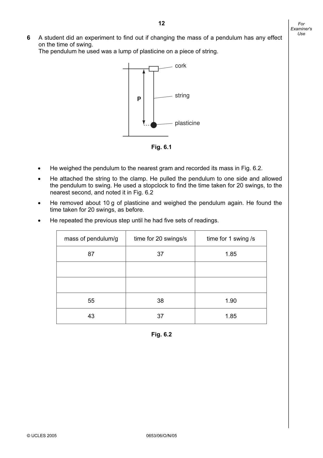 Cambridge IGCSE Science - Combined 0653 2005 Oct/Nov Paper 6 · Variant 1 question paper, page 12 of 16