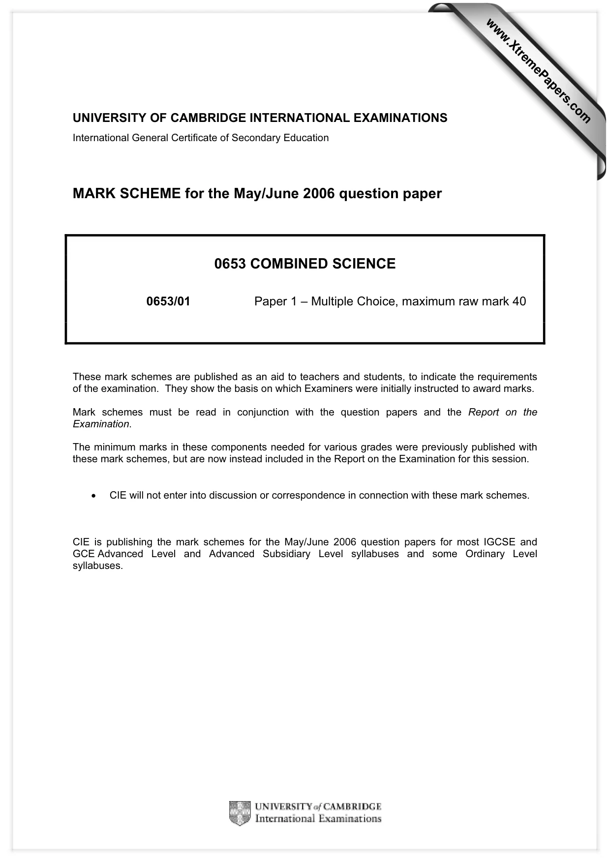 Mark scheme, page 1 of 2