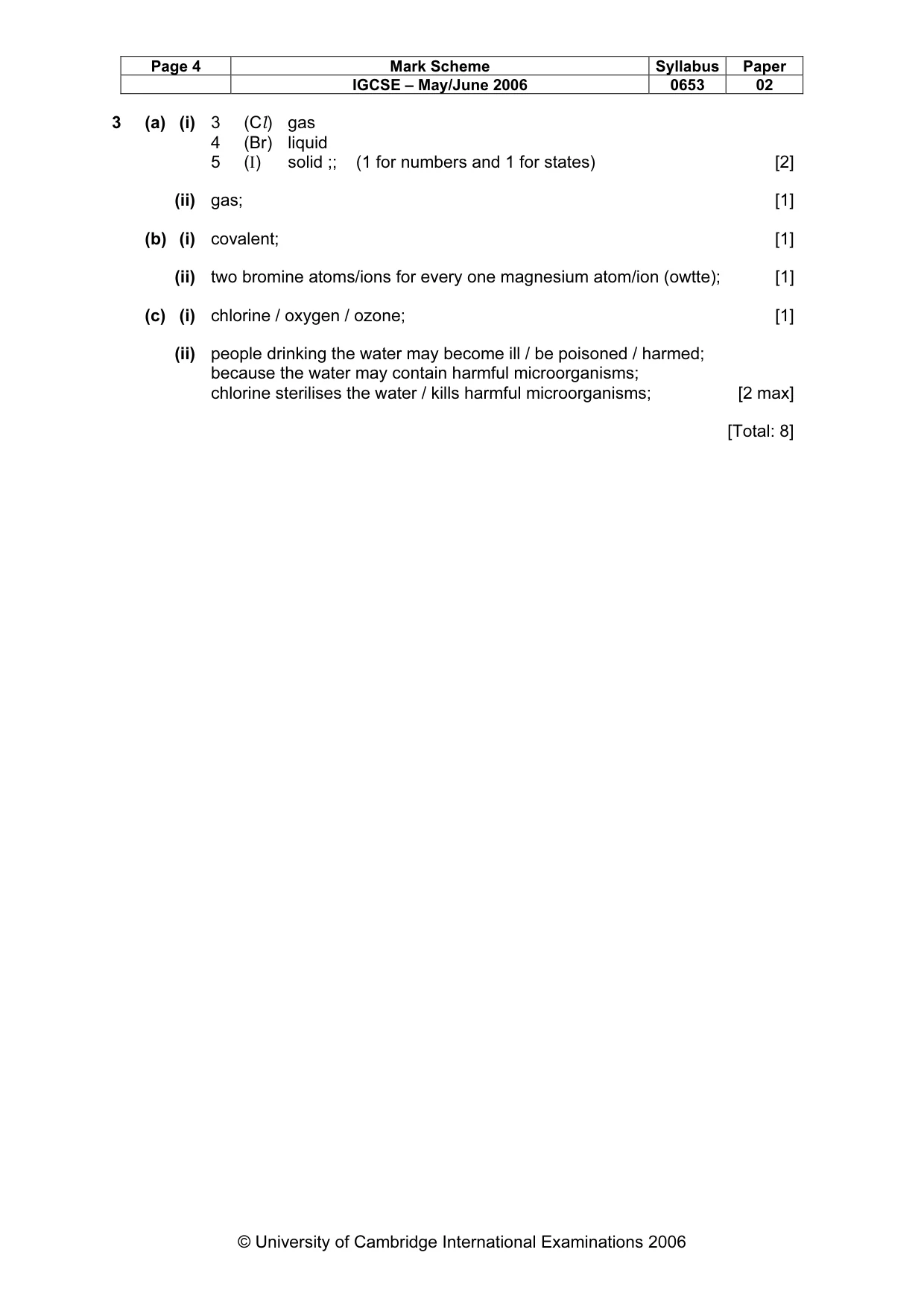 Mark scheme, page 4 of 10