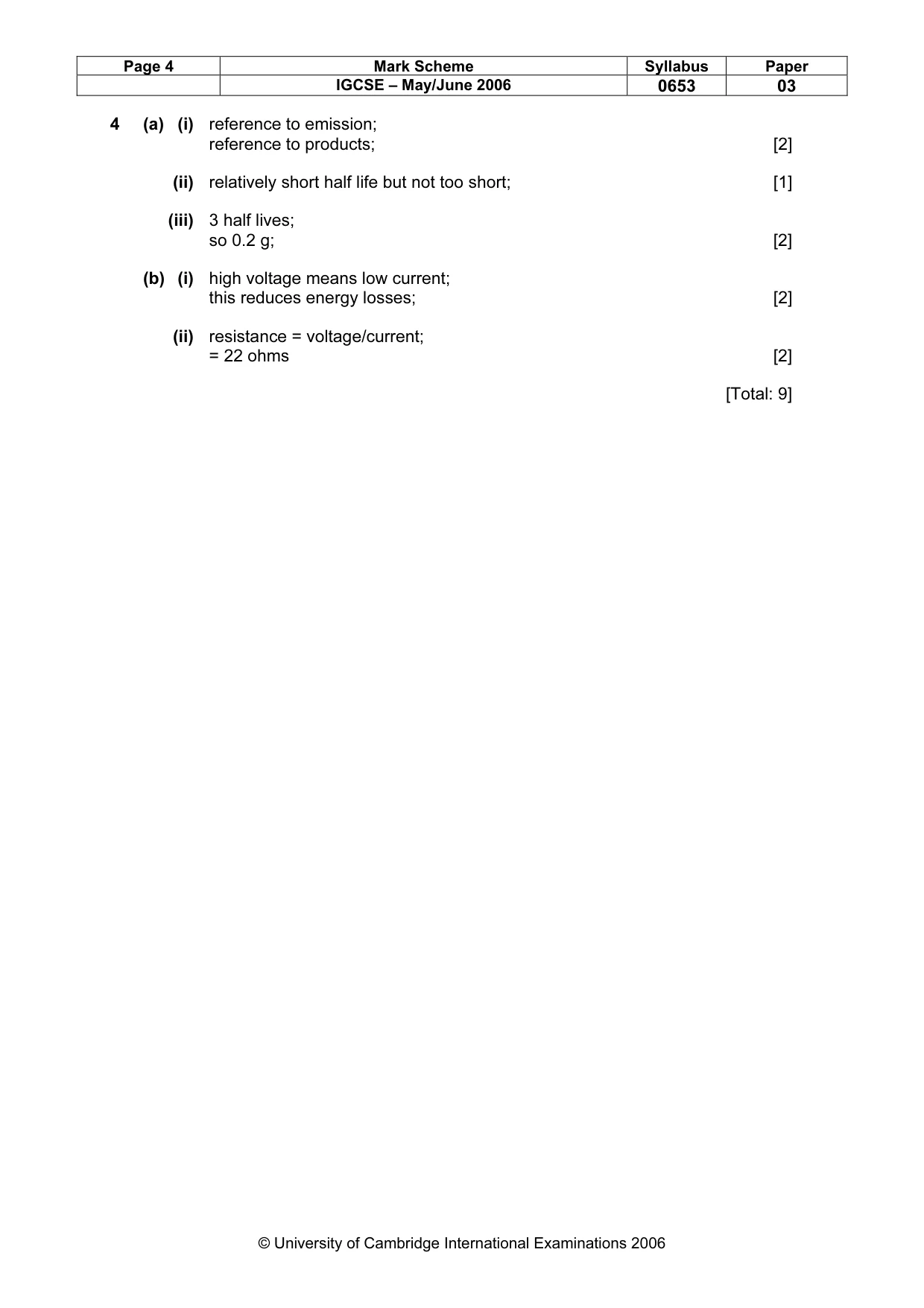 Mark scheme, page 5 of 10