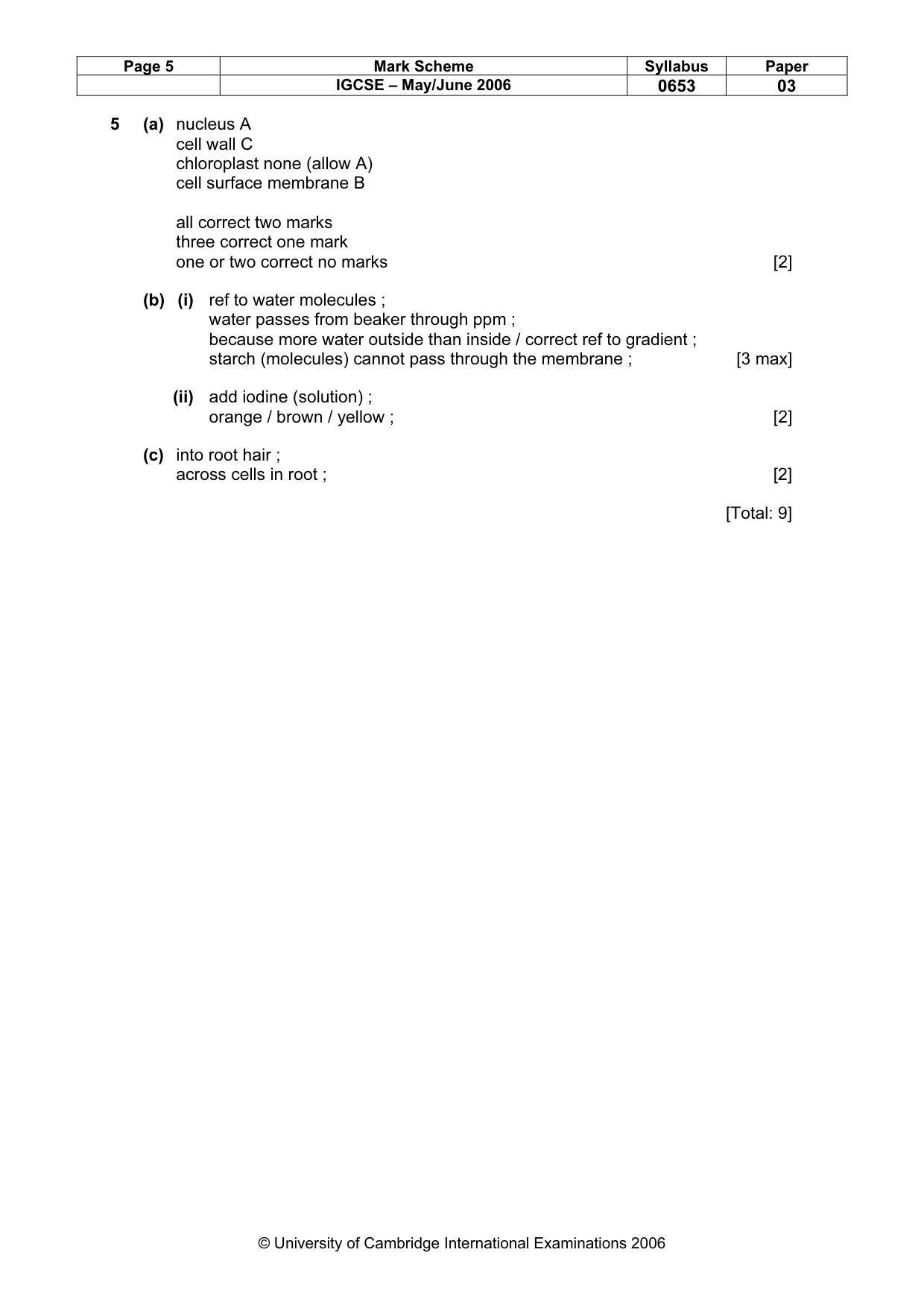 Mark scheme, page 6 of 10