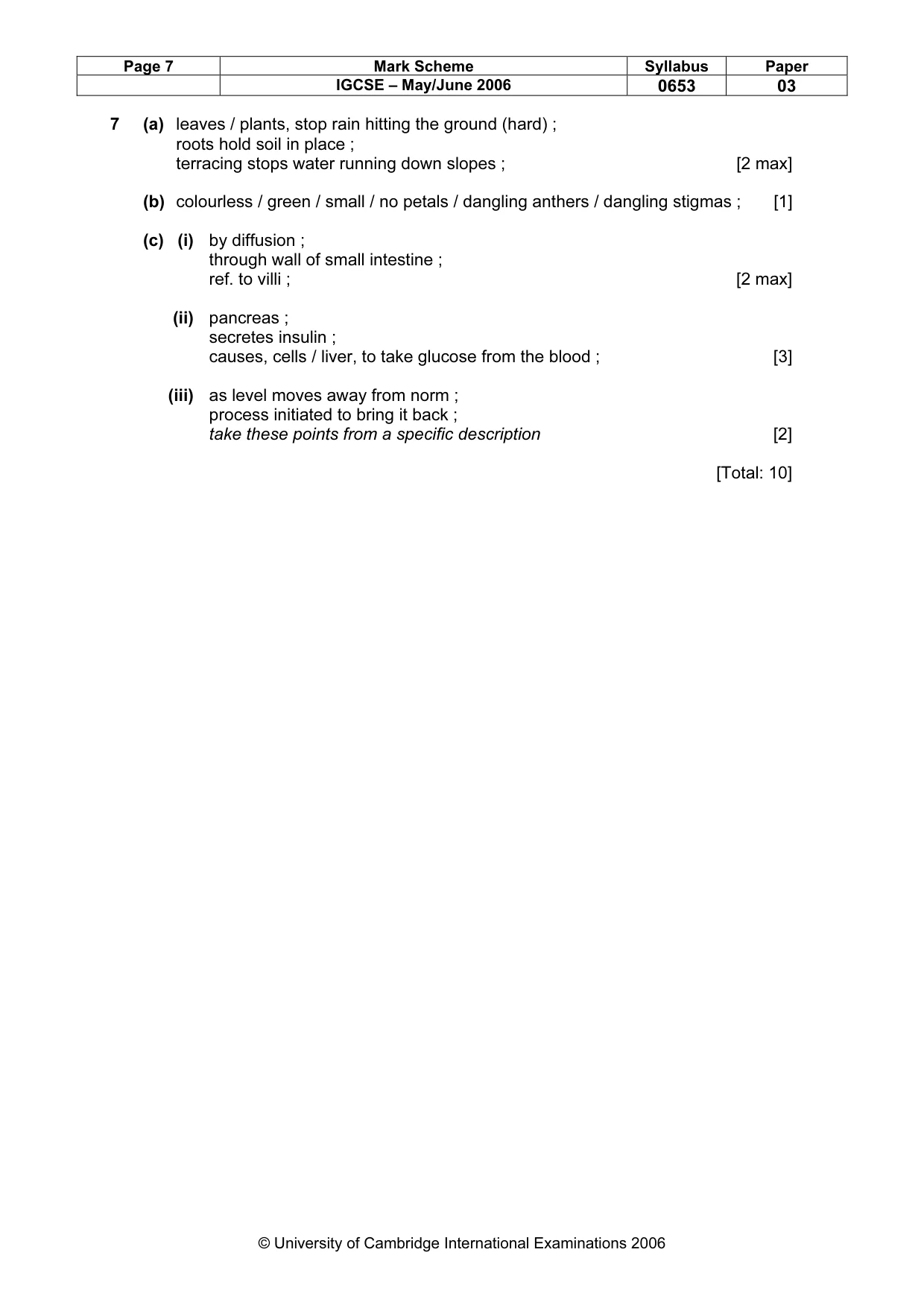 Mark scheme, page 8 of 10