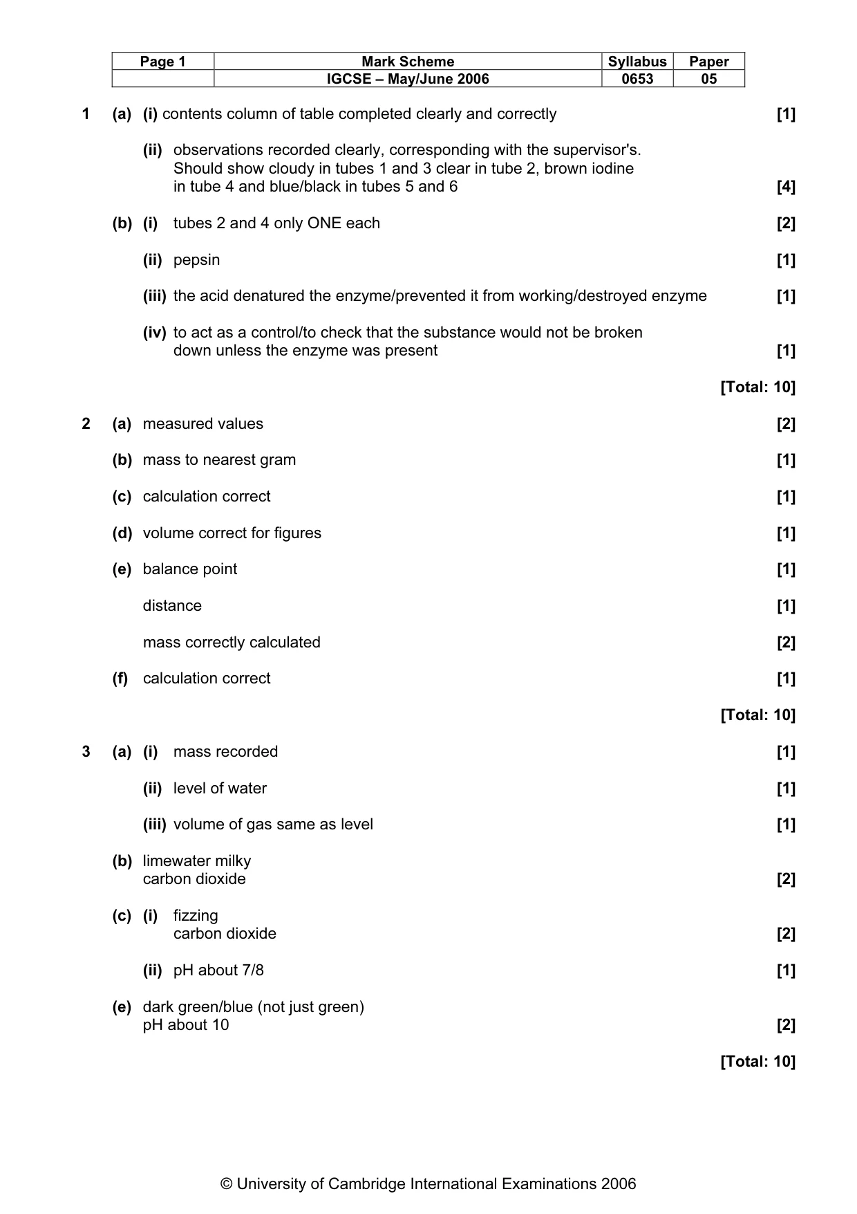 Mark scheme, page 2 of 2