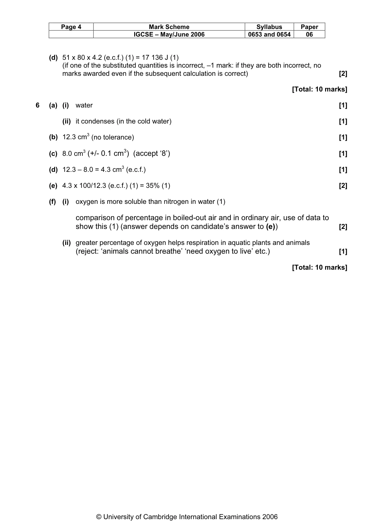 Mark scheme, page 5 of 5