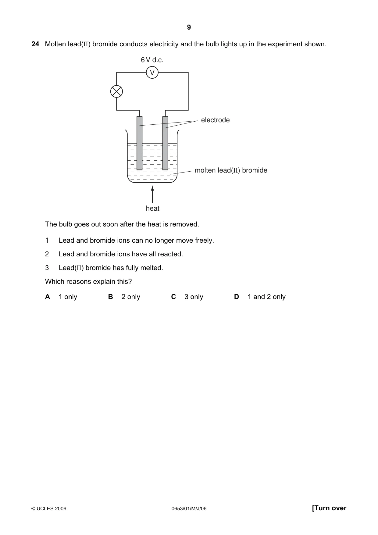 Cambridge IGCSE Science - Combined 0653 2006 May/June Paper 1 · Variant 1 question paper, page 9 of 16
