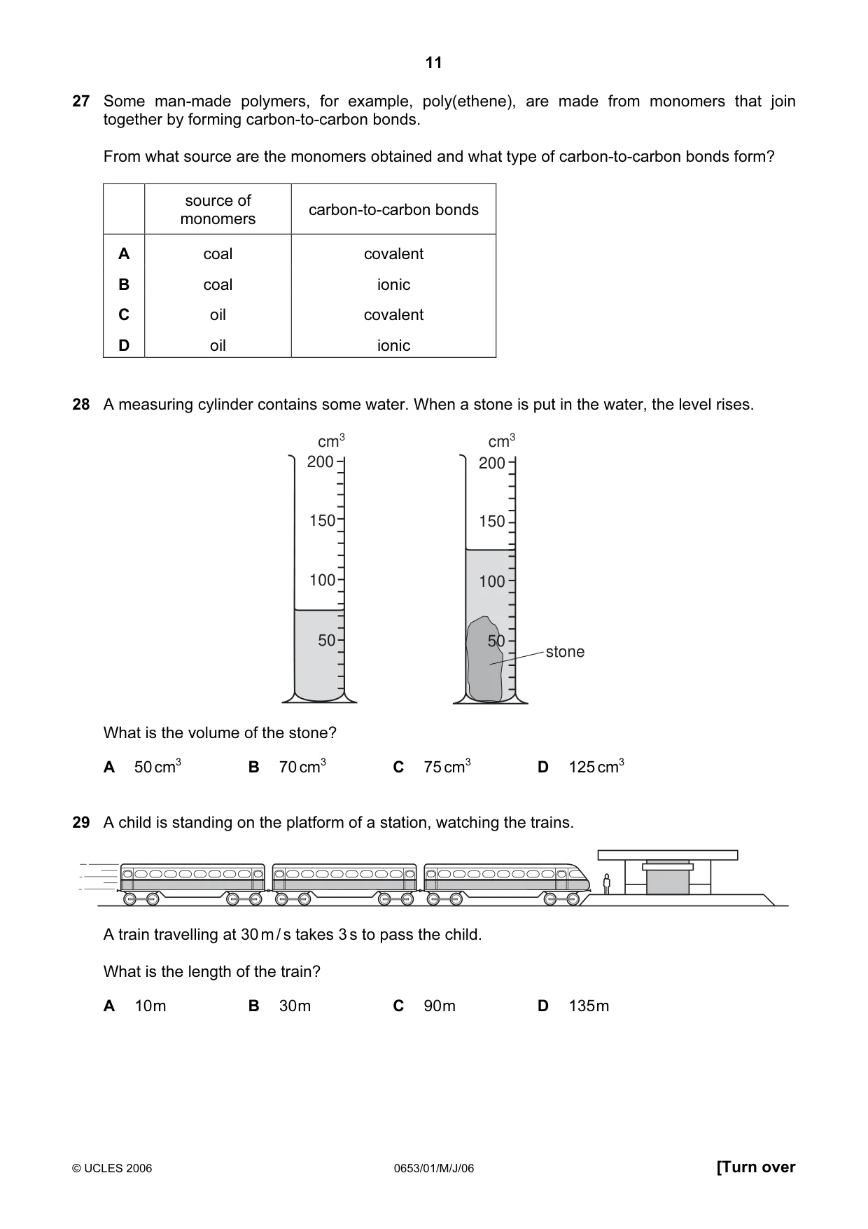 Cambridge IGCSE Science - Combined 0653 2006 May/June Paper 1 · Variant 1 question paper, page 11 of 16