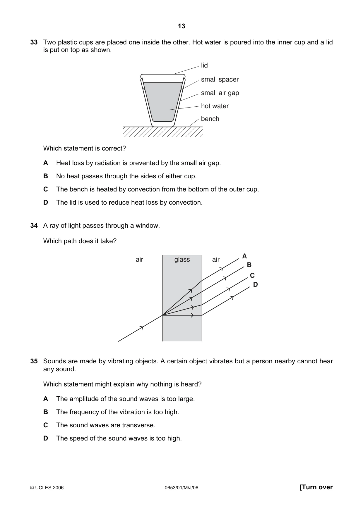 Cambridge IGCSE Science - Combined 0653 2006 May/June Paper 1 · Variant 1 question paper, page 13 of 16