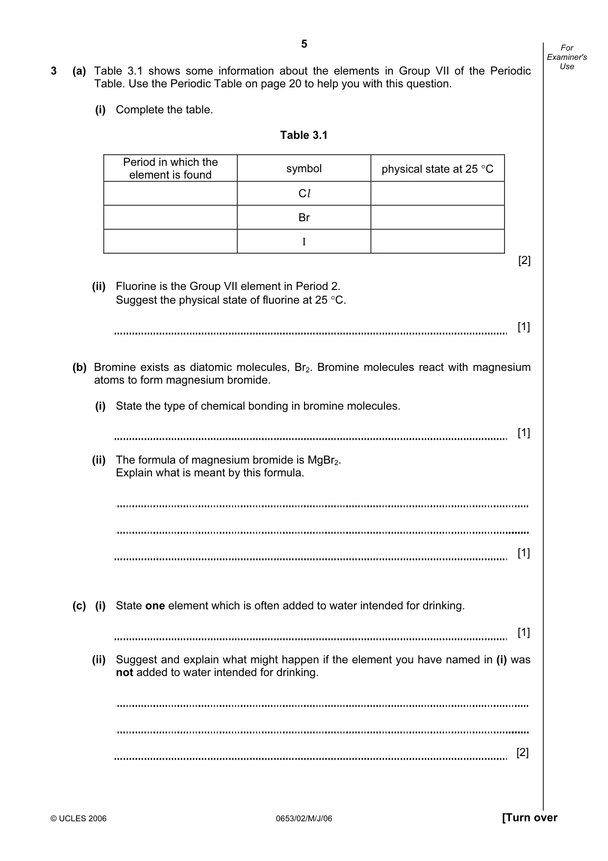 Cambridge IGCSE Science - Combined 0653 2006 May/June Paper 2 · Variant 1 question paper, page 5 of 20