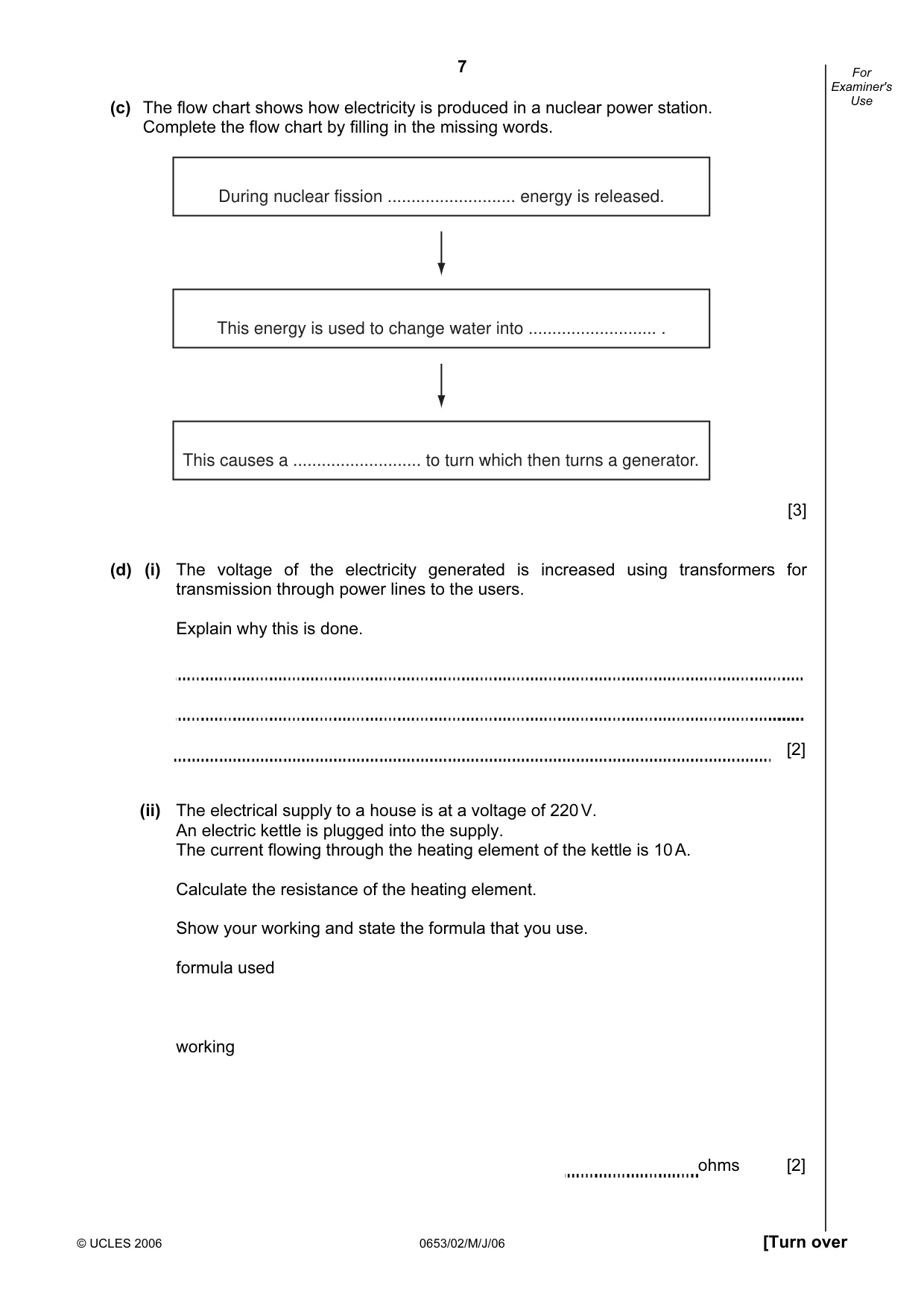 Cambridge IGCSE Science - Combined 0653 2006 May/June Paper 2 · Variant 1 question paper, page 7 of 20