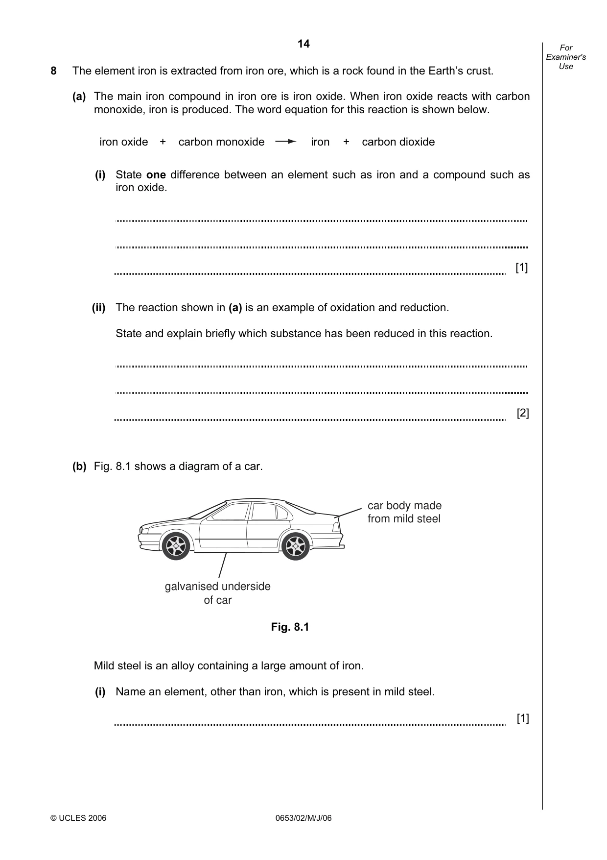 Cambridge IGCSE Science - Combined 0653 2006 May/June Paper 2 · Variant 1 question paper, page 14 of 20