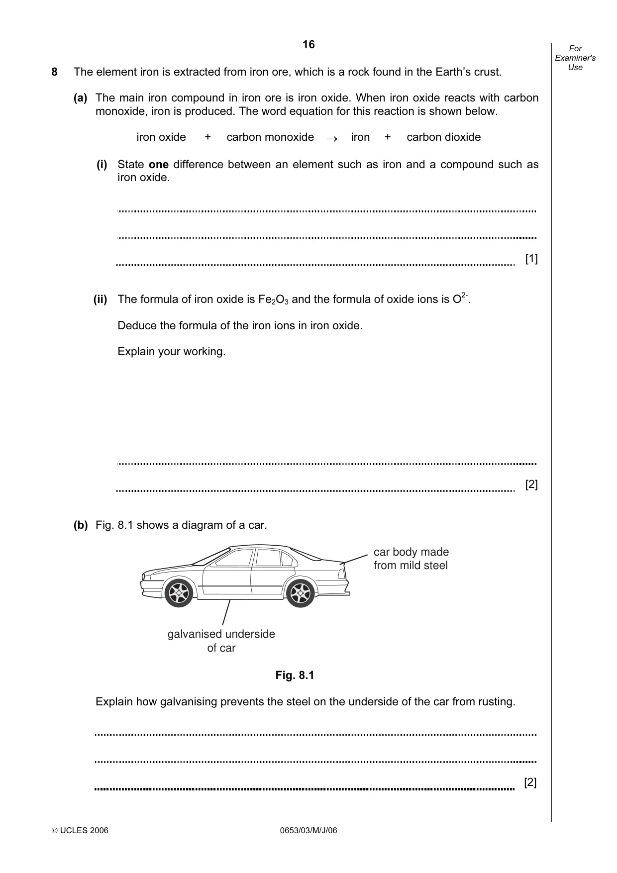 Cambridge IGCSE Science - Combined 0653 2006 May/June Paper 3 · Variant 1 question paper, page 16 of 24
