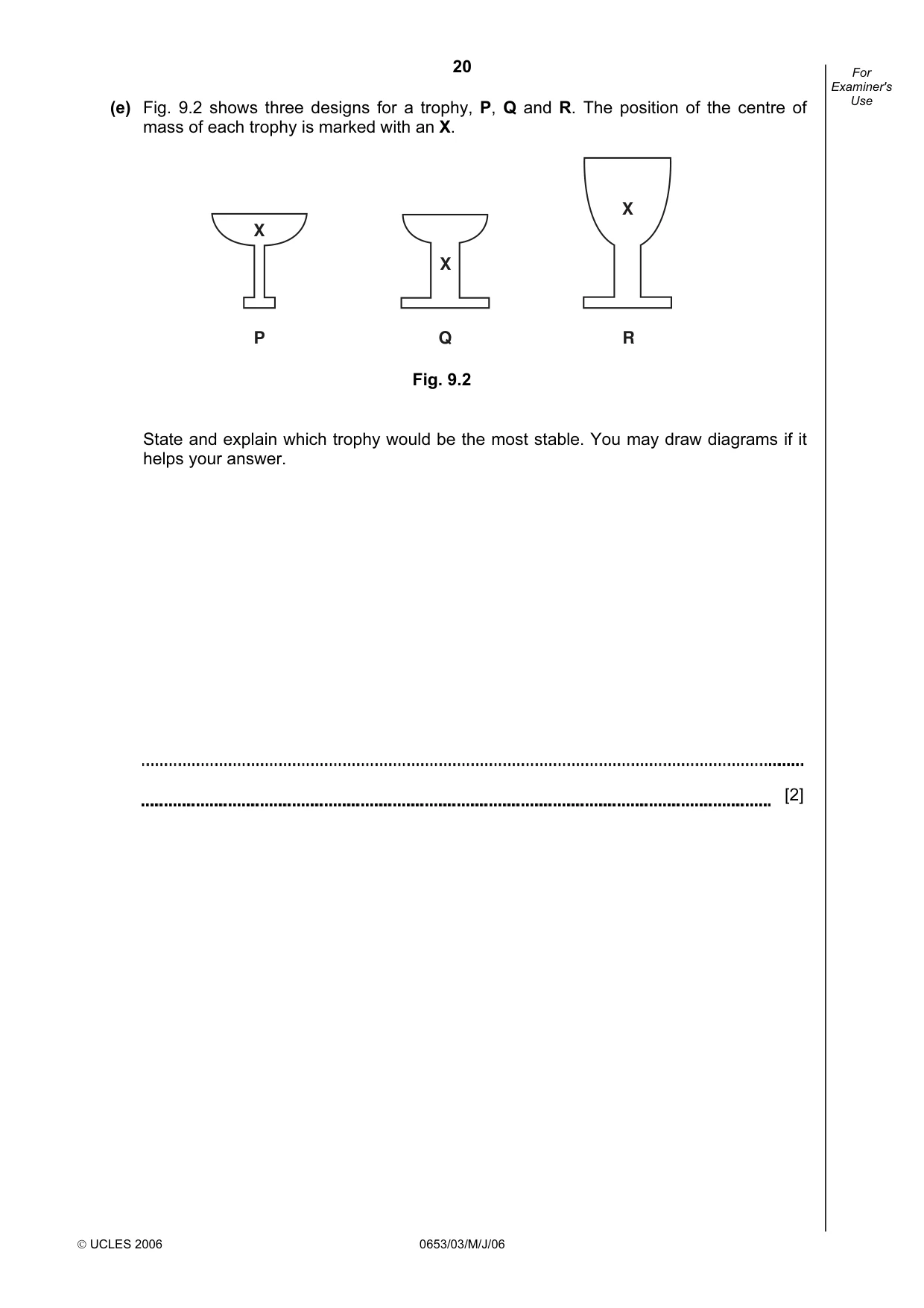 Cambridge IGCSE Science - Combined 0653 2006 May/June Paper 3 · Variant 1 question paper, page 20 of 24