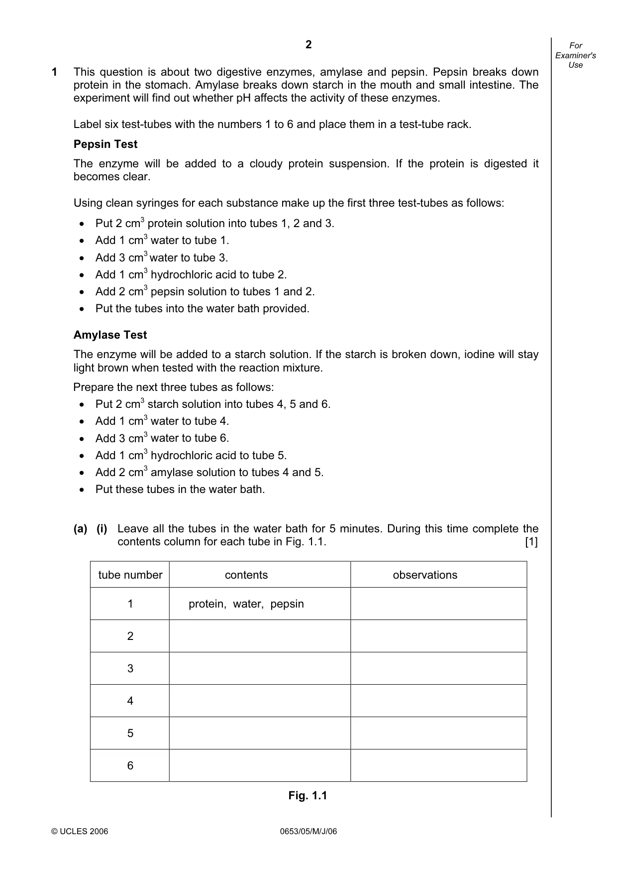 Cambridge IGCSE Science - Combined 0653 2006 May/June Paper 5 · Variant 1 question paper, page 2 of 12