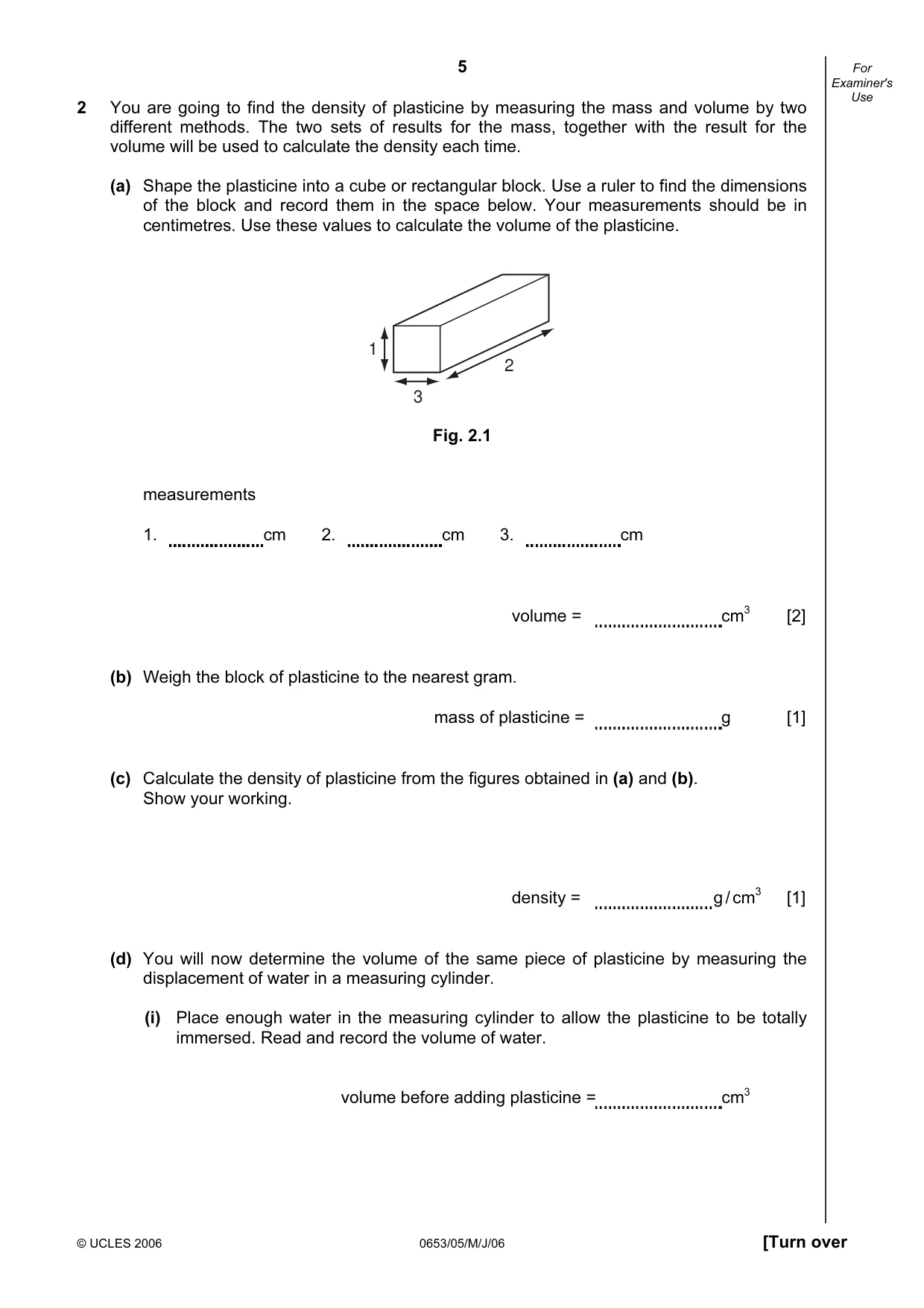 Cambridge IGCSE Science - Combined 0653 2006 May/June Paper 5 · Variant 1 question paper, page 5 of 12