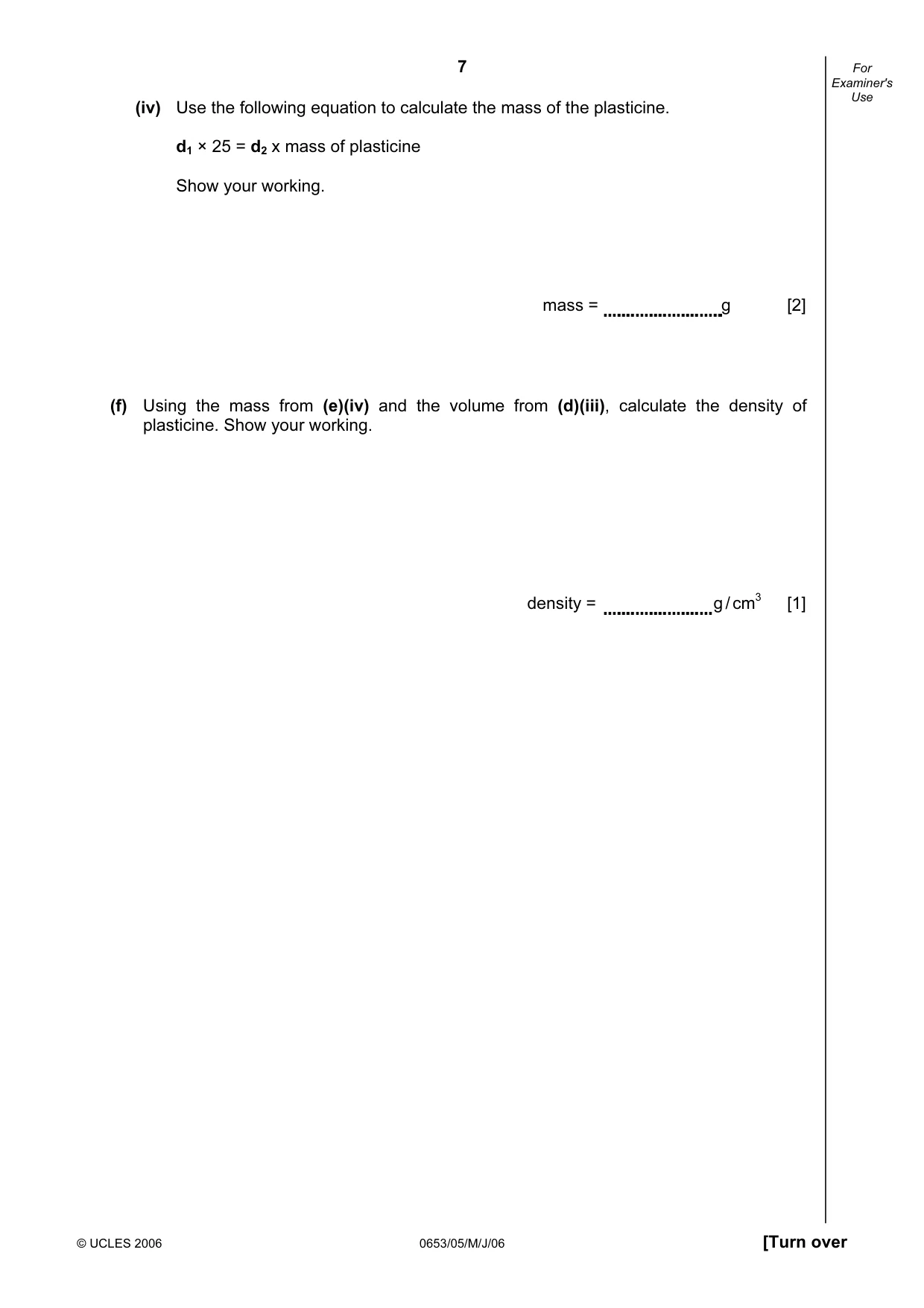Cambridge IGCSE Science - Combined 0653 2006 May/June Paper 5 · Variant 1 question paper, page 7 of 12
