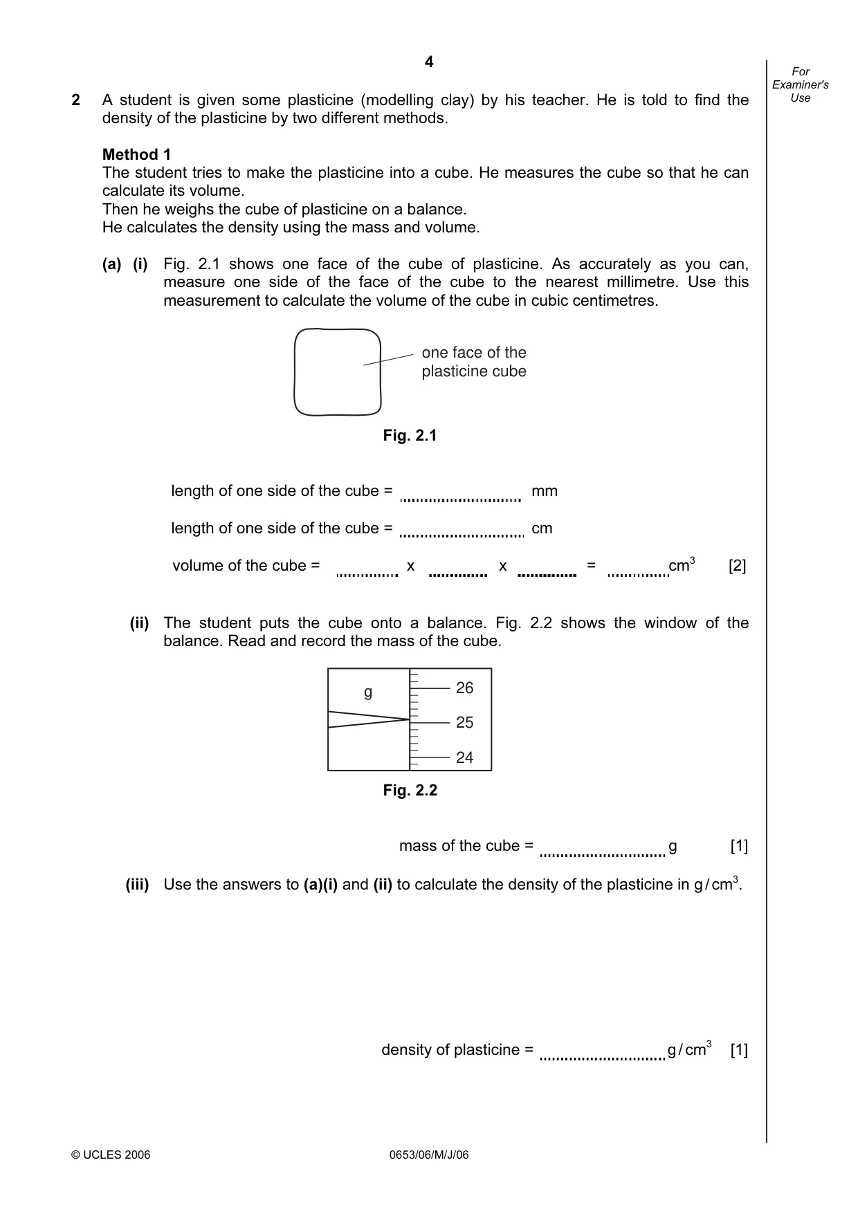 Cambridge IGCSE Science - Combined 0653 2006 May/June Paper 6 · Variant 1 question paper, page 4 of 20
