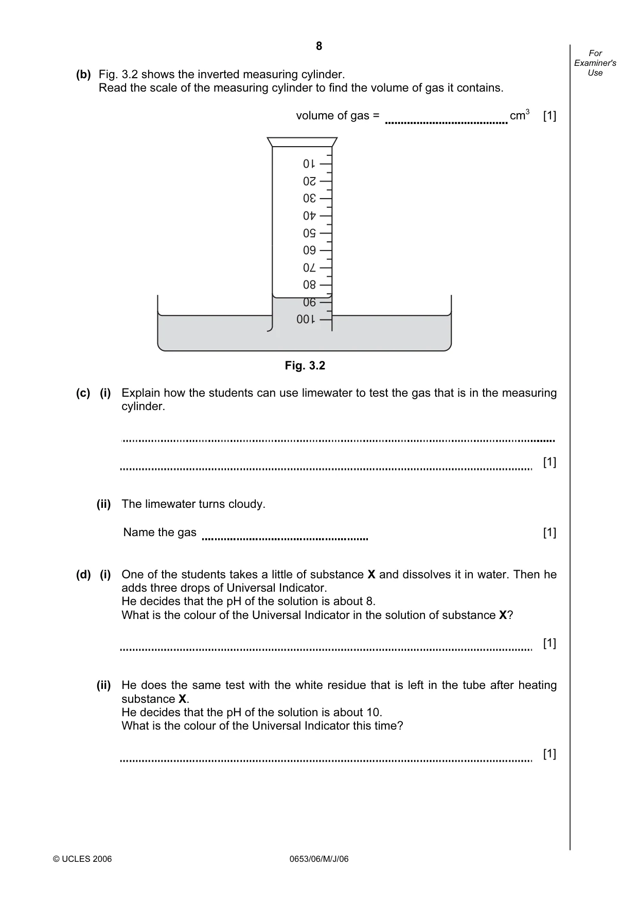 Cambridge IGCSE Science - Combined 0653 2006 May/June Paper 6 · Variant 1 question paper, page 8 of 20