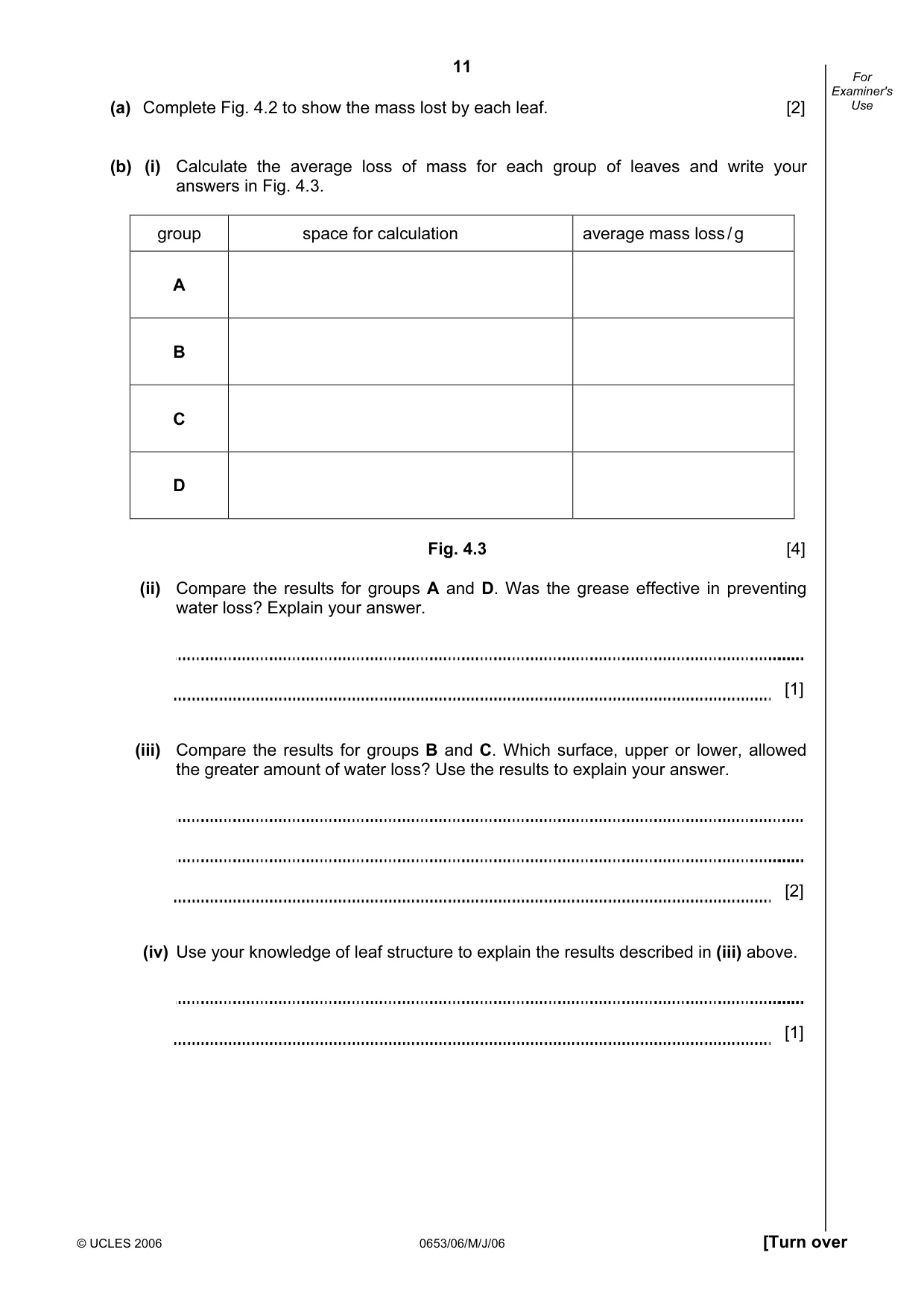 Cambridge IGCSE Science - Combined 0653 2006 May/June Paper 6 · Variant 1 question paper, page 11 of 20