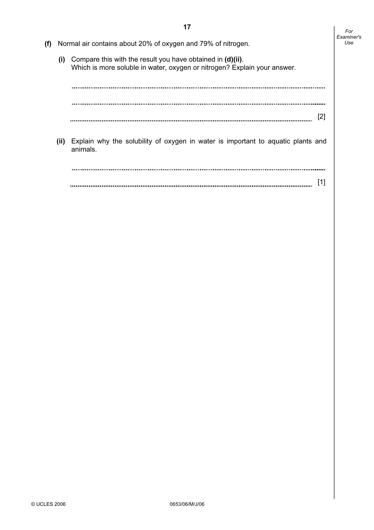 Cambridge IGCSE Science - Combined 0653 2006 May/June Paper 6 · Variant 1 question paper, page 17 of 20