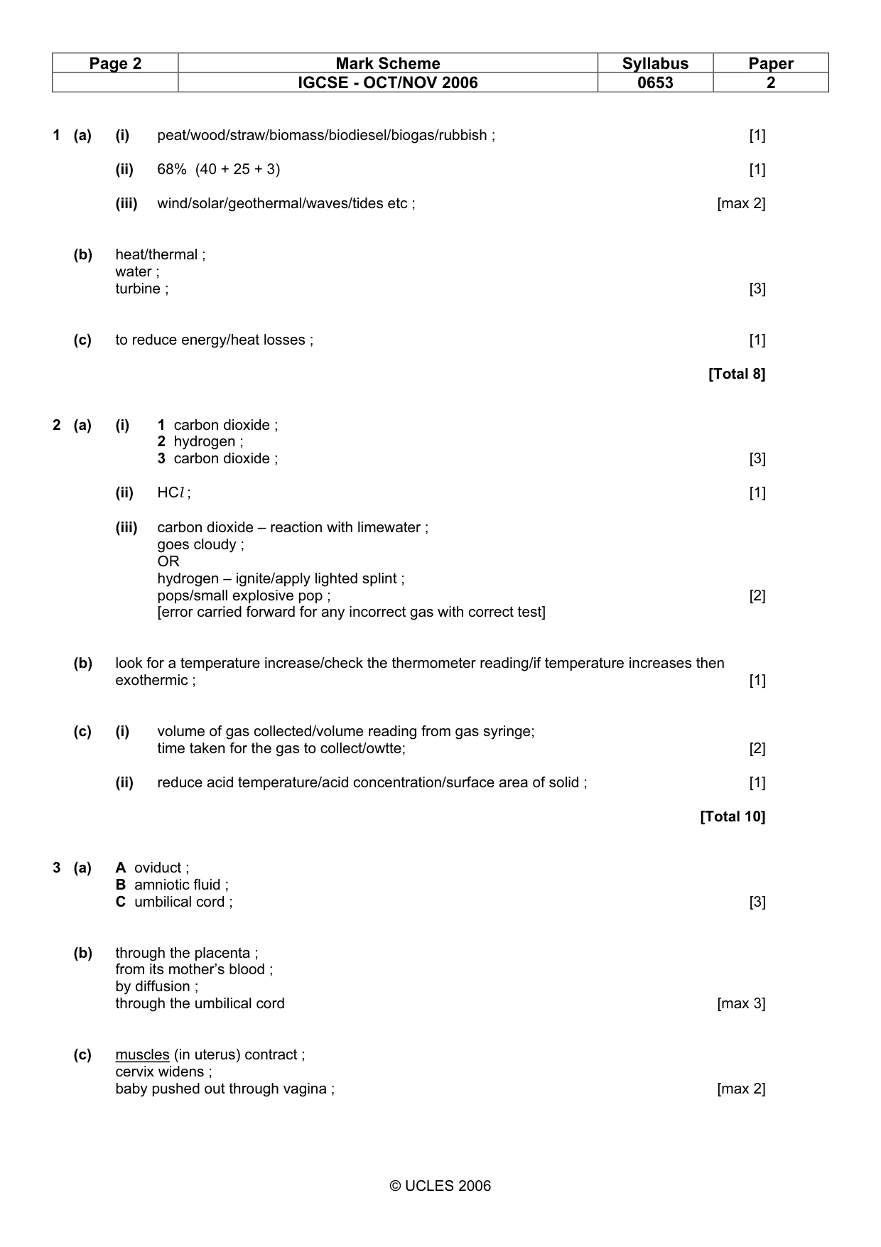 Mark scheme, page 2 of 5