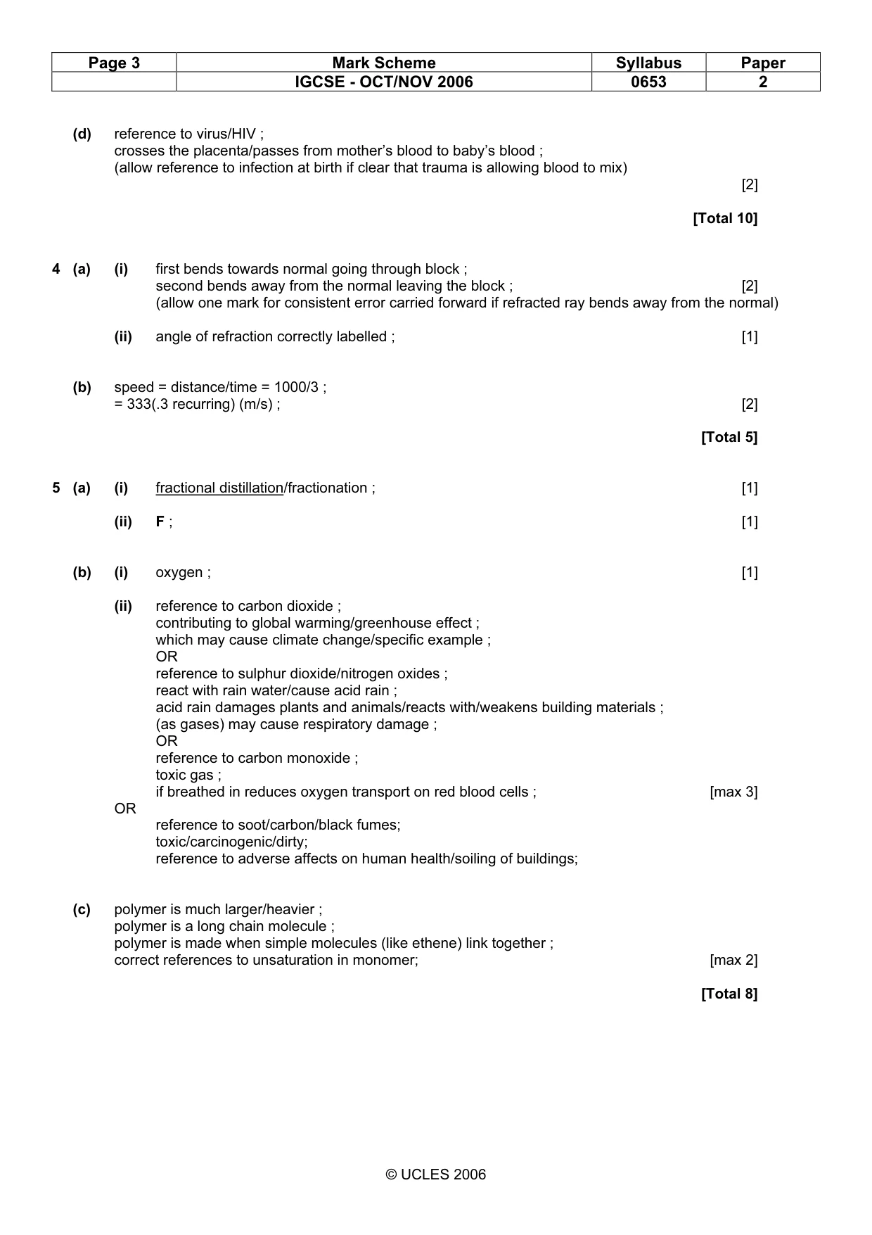 Mark scheme, page 3 of 5