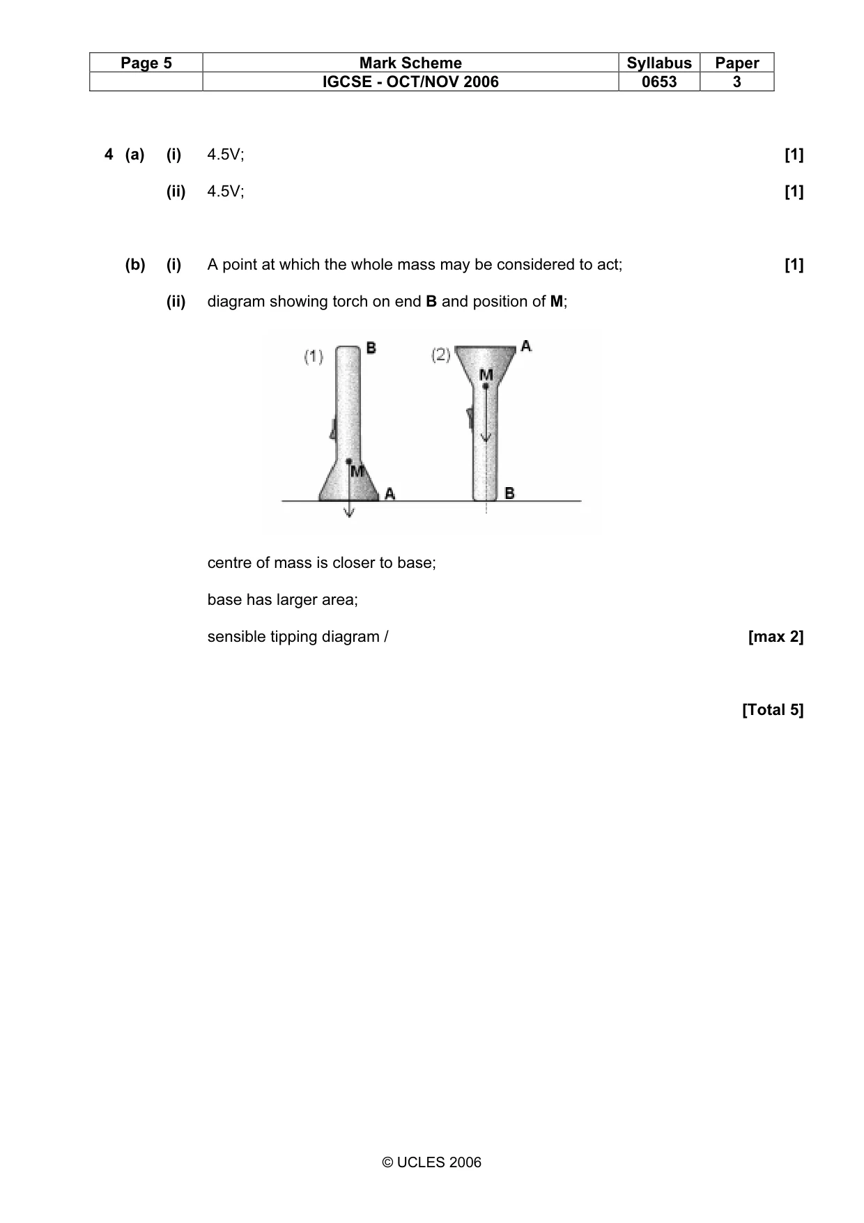Mark scheme, page 5 of 11