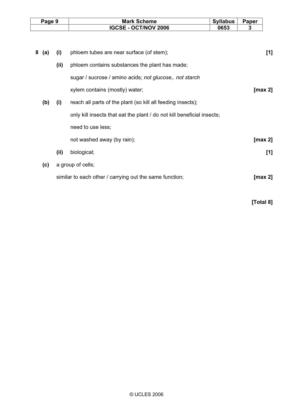Mark scheme, page 9 of 11
