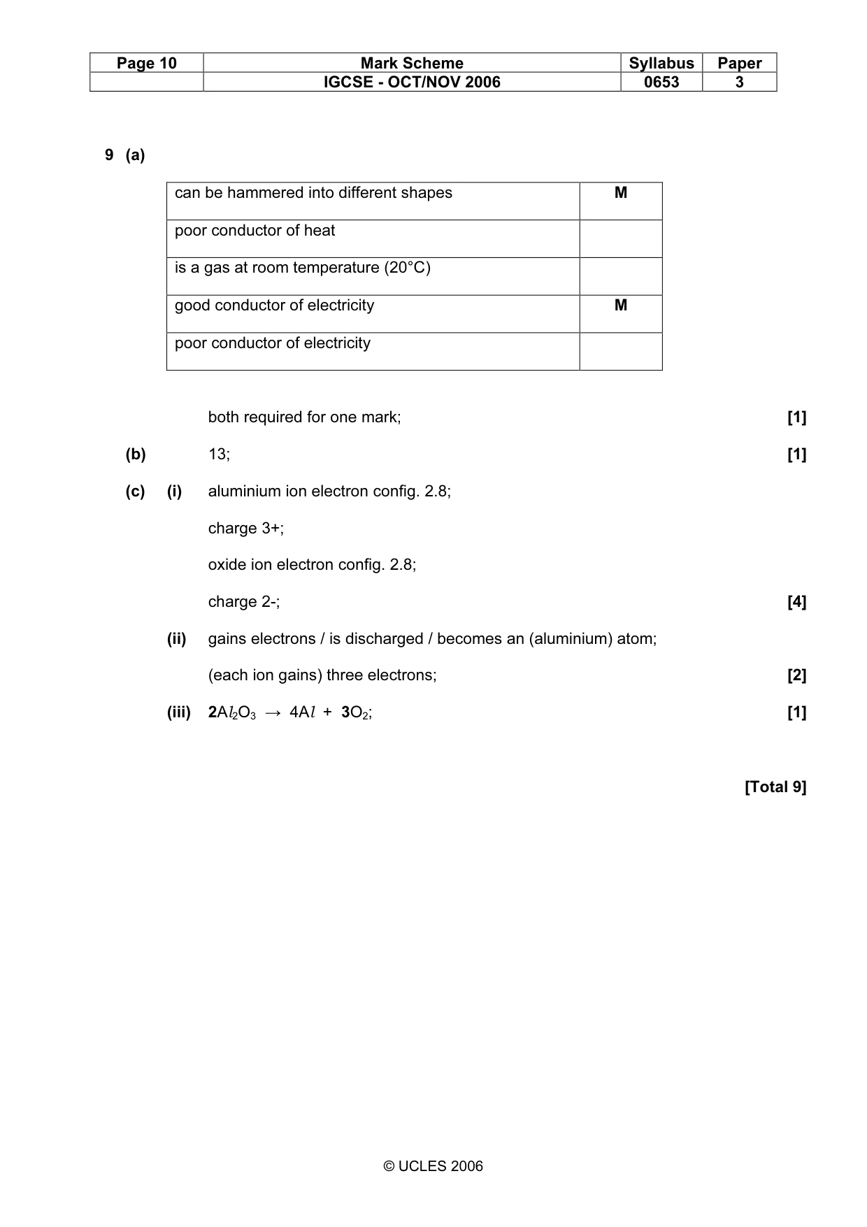 Mark scheme, page 10 of 11
