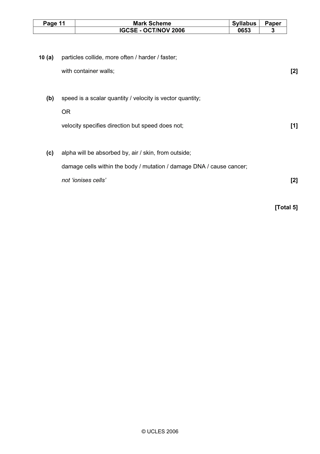Mark scheme, page 11 of 11