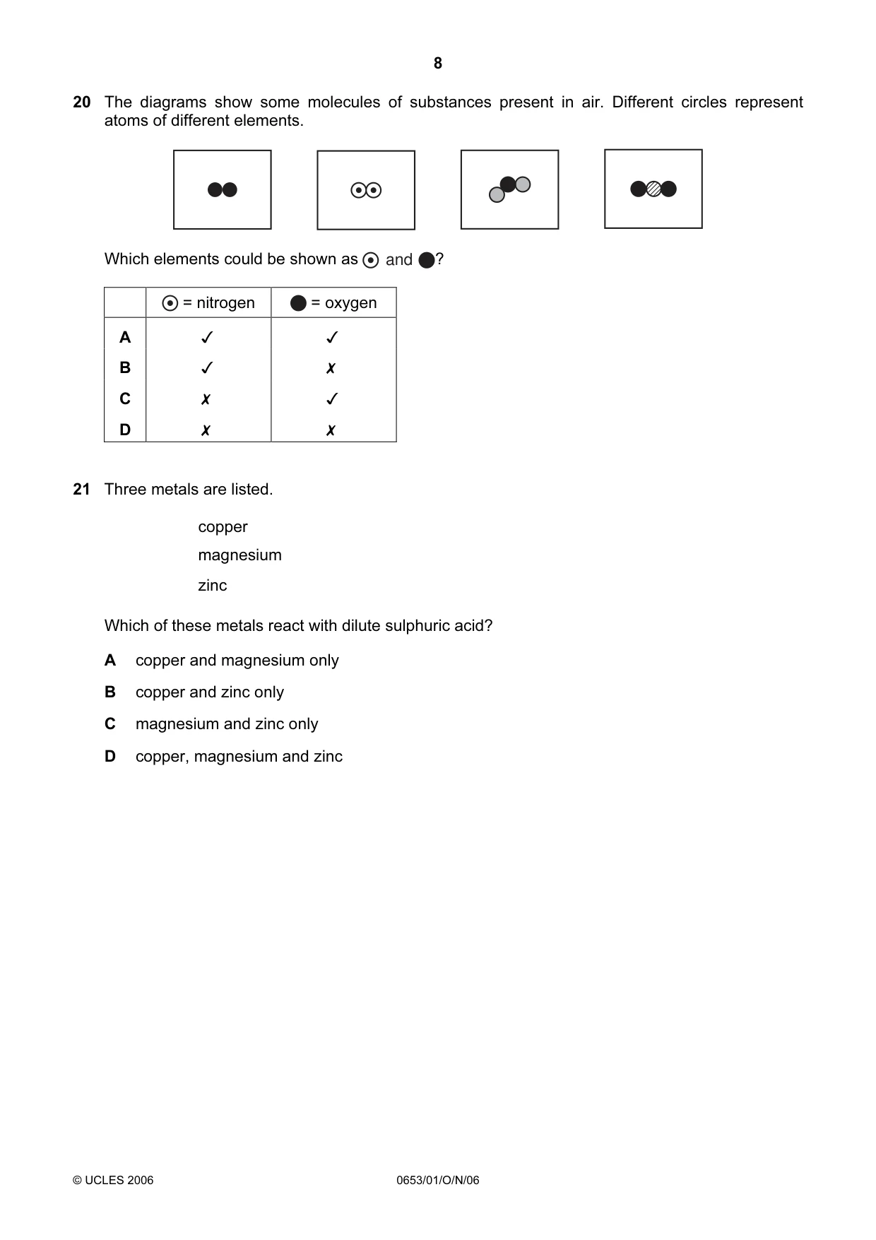 Cambridge IGCSE Science - Combined 0653 2006 Oct/Nov Paper 1 · Variant 1 question paper, page 8 of 16
