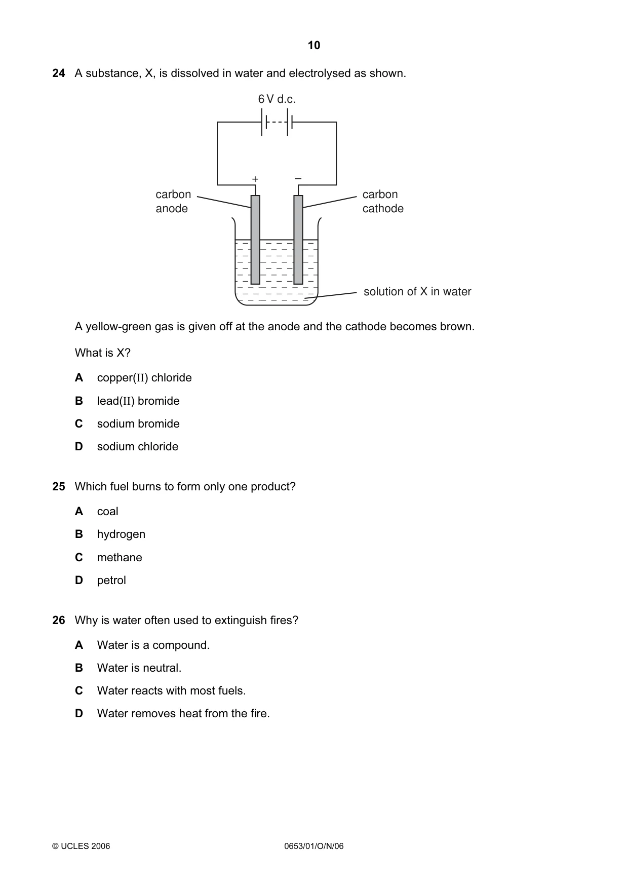 Cambridge IGCSE Science - Combined 0653 2006 Oct/Nov Paper 1 · Variant 1 question paper, page 10 of 16