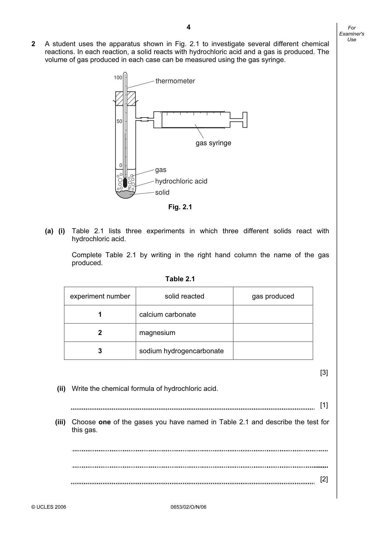 Cambridge IGCSE Science - Combined 0653 2006 Oct/Nov Paper 2 · Variant 1 question paper, page 4 of 20