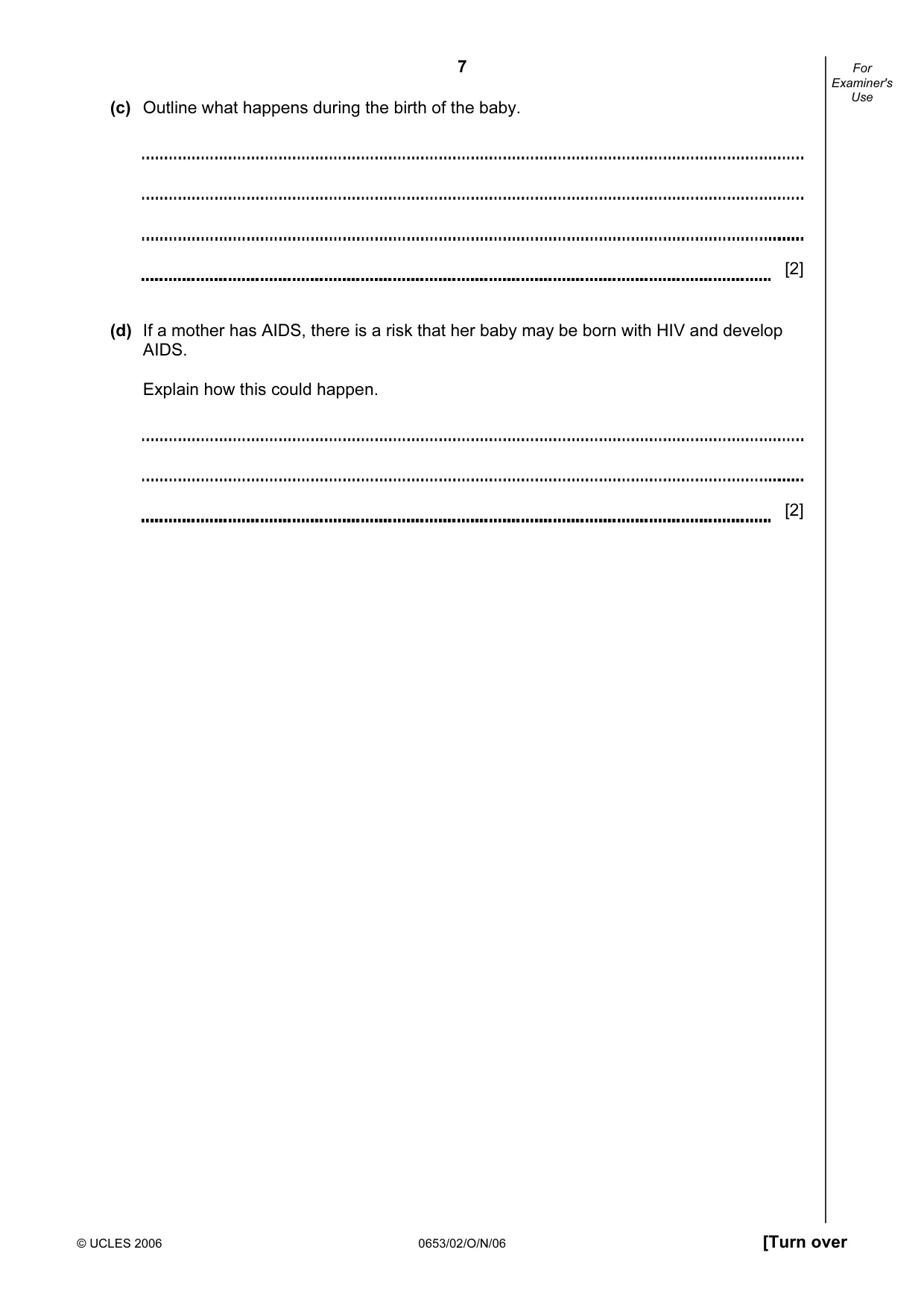 Cambridge IGCSE Science - Combined 0653 2006 Oct/Nov Paper 2 · Variant 1 question paper, page 7 of 20