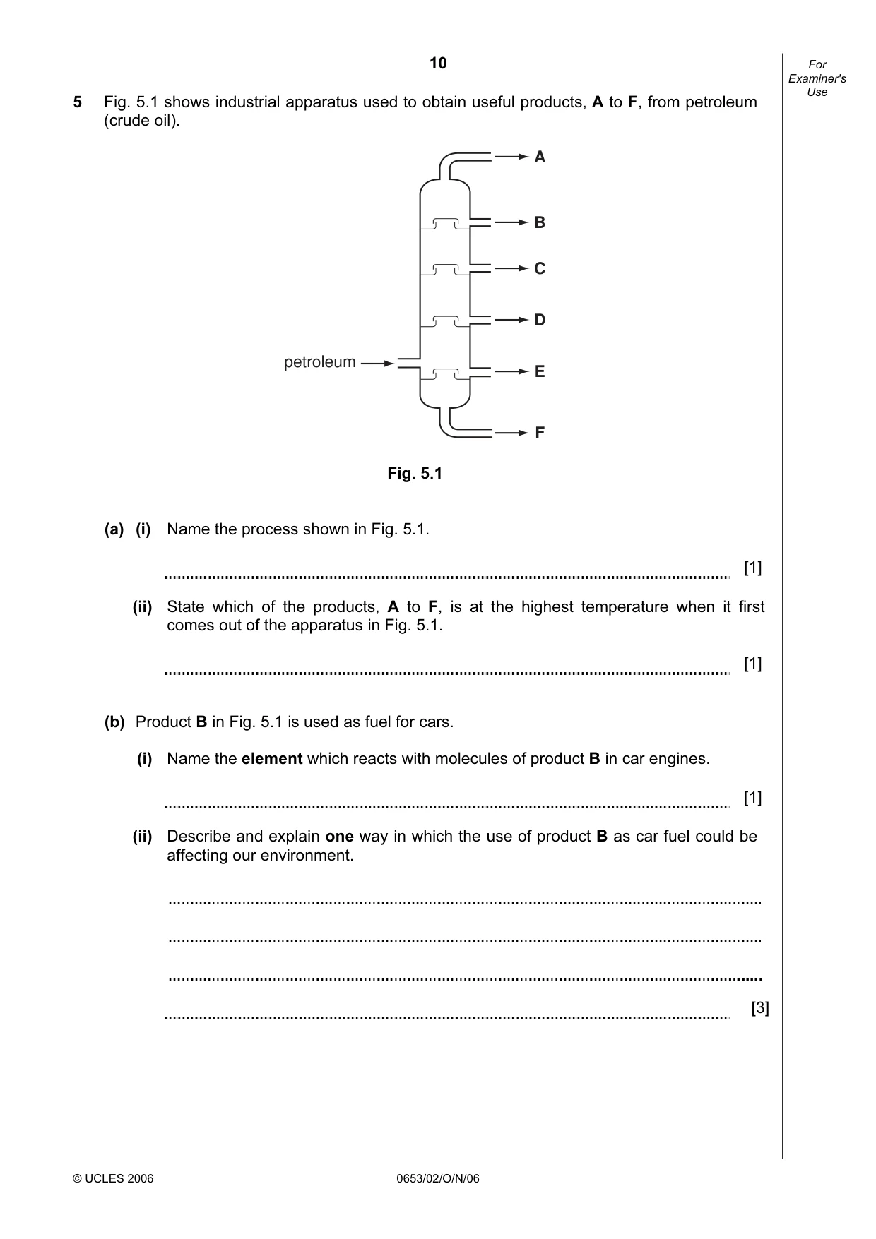 Cambridge IGCSE Science - Combined 0653 2006 Oct/Nov Paper 2 · Variant 1 question paper, page 10 of 20