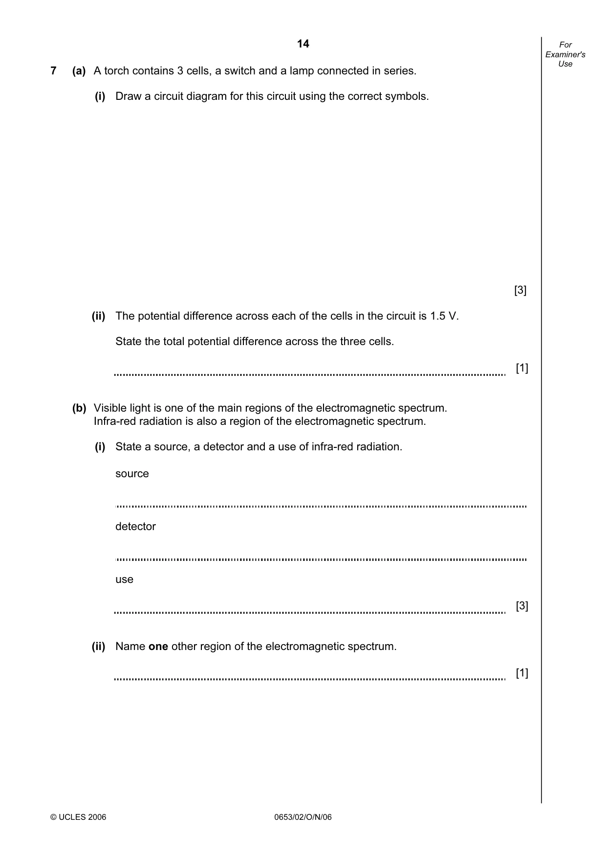 Cambridge IGCSE Science - Combined 0653 2006 Oct/Nov Paper 2 · Variant 1 question paper, page 14 of 20