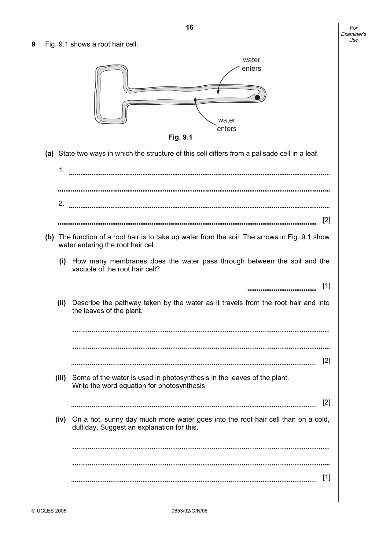 Cambridge IGCSE Science - Combined 0653 2006 Oct/Nov Paper 2 · Variant 1 question paper, page 16 of 20