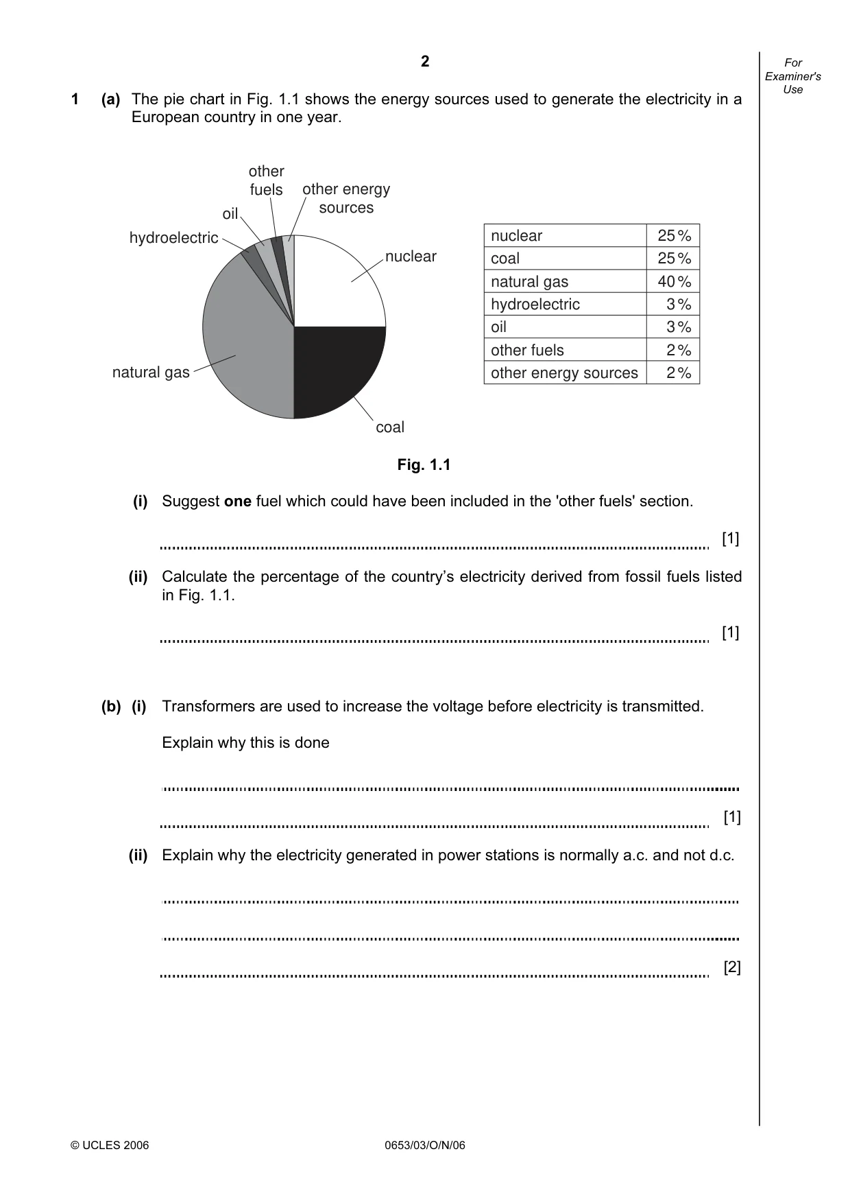 Cambridge IGCSE Science - Combined 0653 2006 Oct/Nov Paper 3 · Variant 1 question paper, page 2 of 20