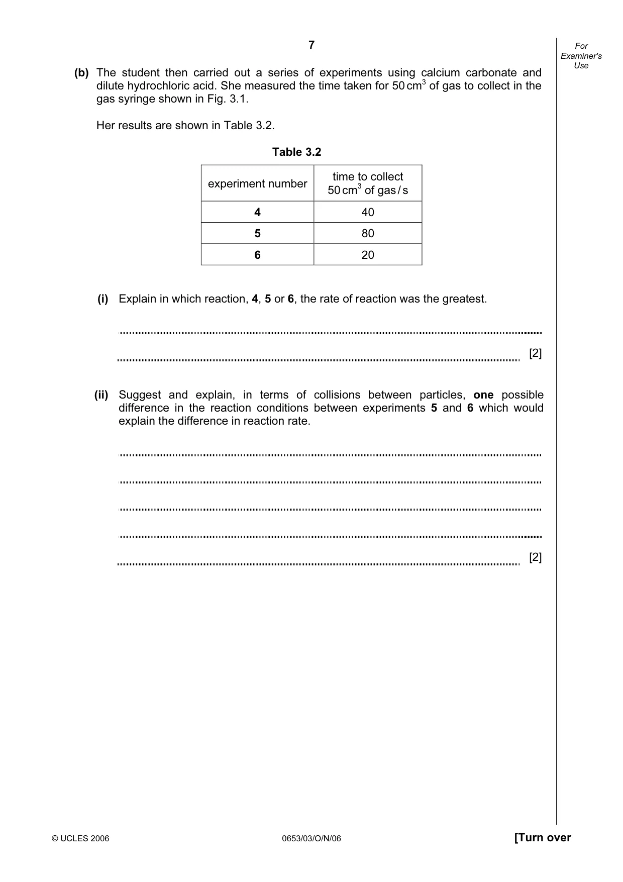 Cambridge IGCSE Science - Combined 0653 2006 Oct/Nov Paper 3 · Variant 1 question paper, page 7 of 20