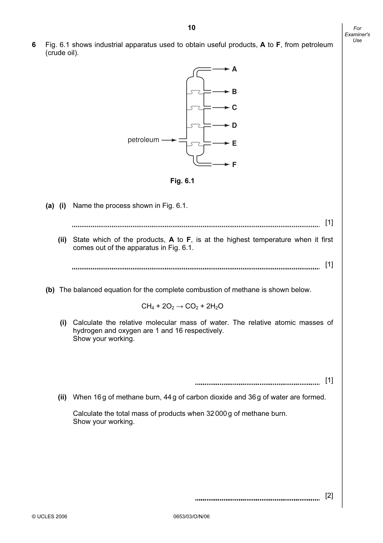 Cambridge IGCSE Science - Combined 0653 2006 Oct/Nov Paper 3 · Variant 1 question paper, page 10 of 20