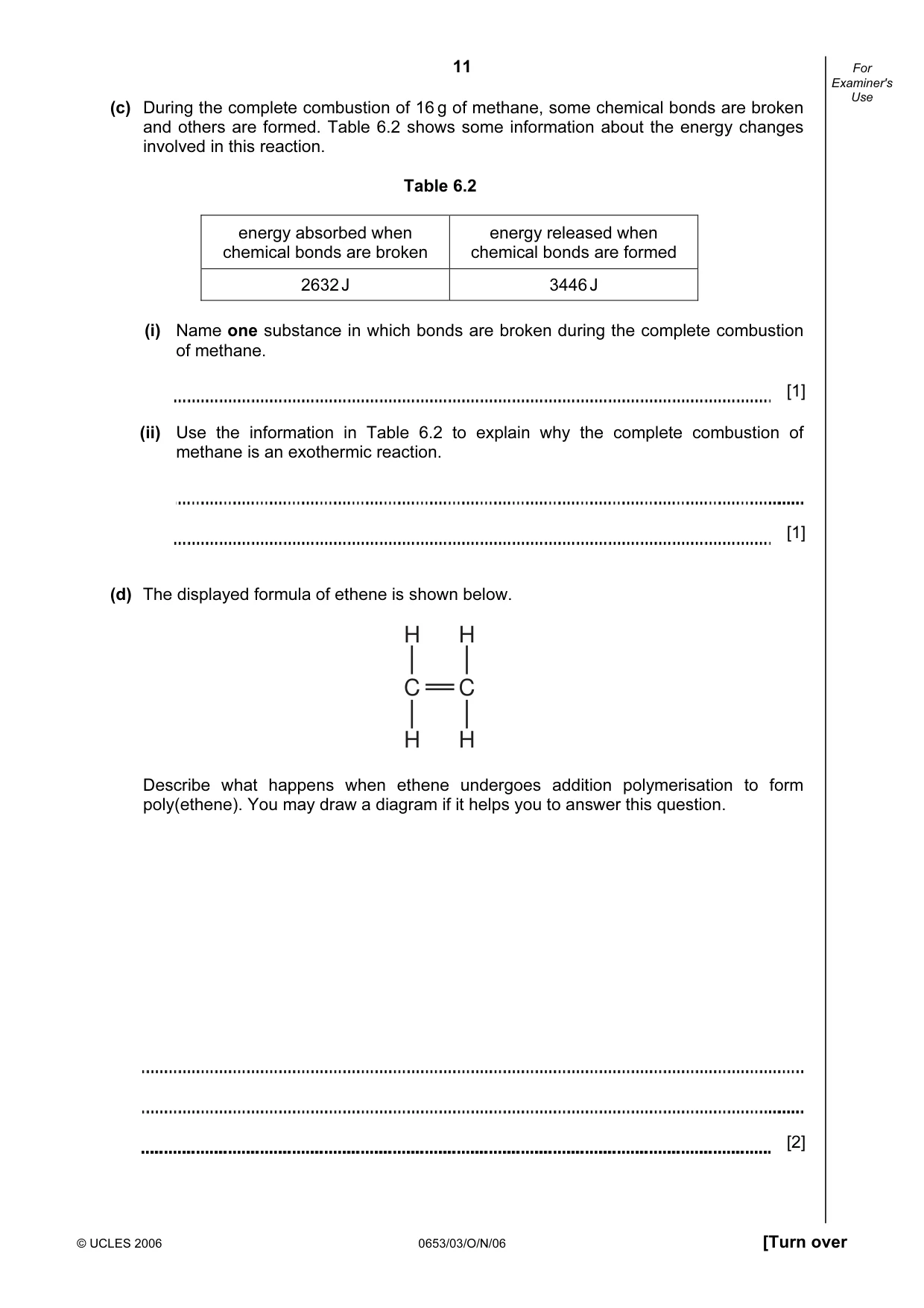 Cambridge IGCSE Science - Combined 0653 2006 Oct/Nov Paper 3 · Variant 1 question paper, page 11 of 20