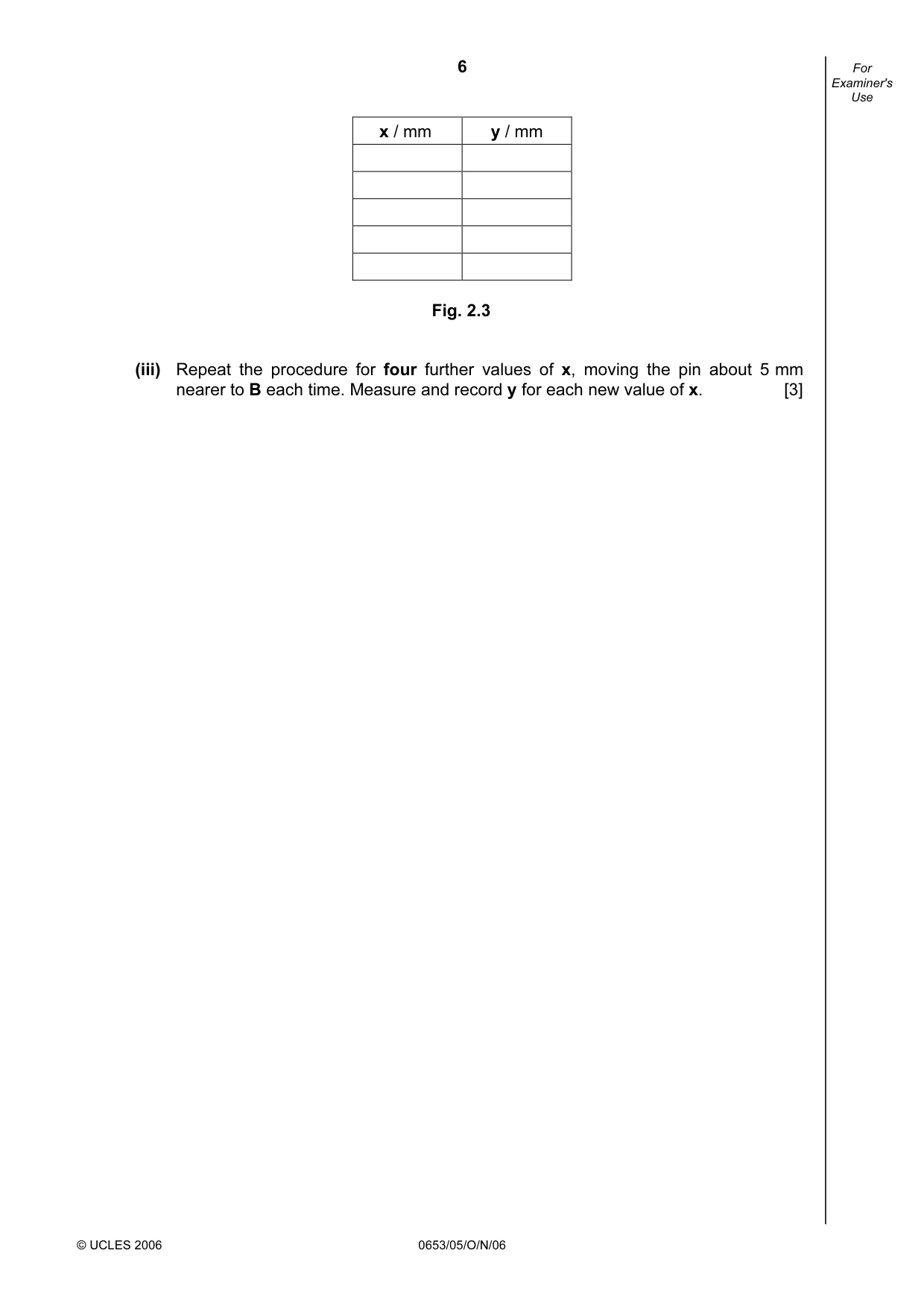 Cambridge IGCSE Science - Combined 0653 2006 Oct/Nov Paper 5 · Variant 1 question paper, page 6 of 12
