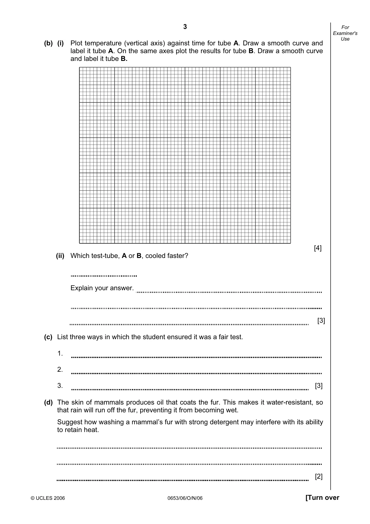 Cambridge IGCSE Science - Combined 0653 2006 Oct/Nov Paper 6 · Variant 1 question paper, page 3 of 20