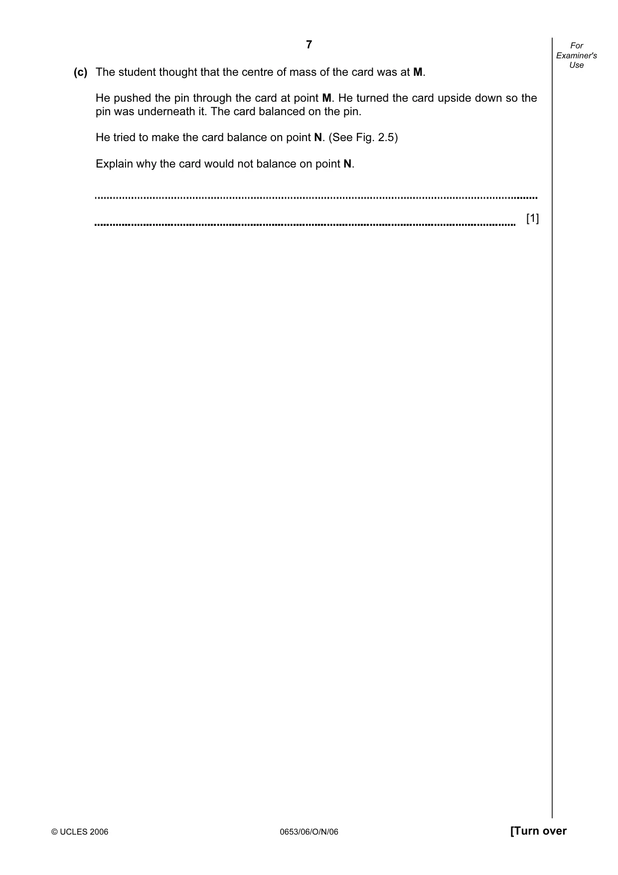 Cambridge IGCSE Science - Combined 0653 2006 Oct/Nov Paper 6 · Variant 1 question paper, page 7 of 20