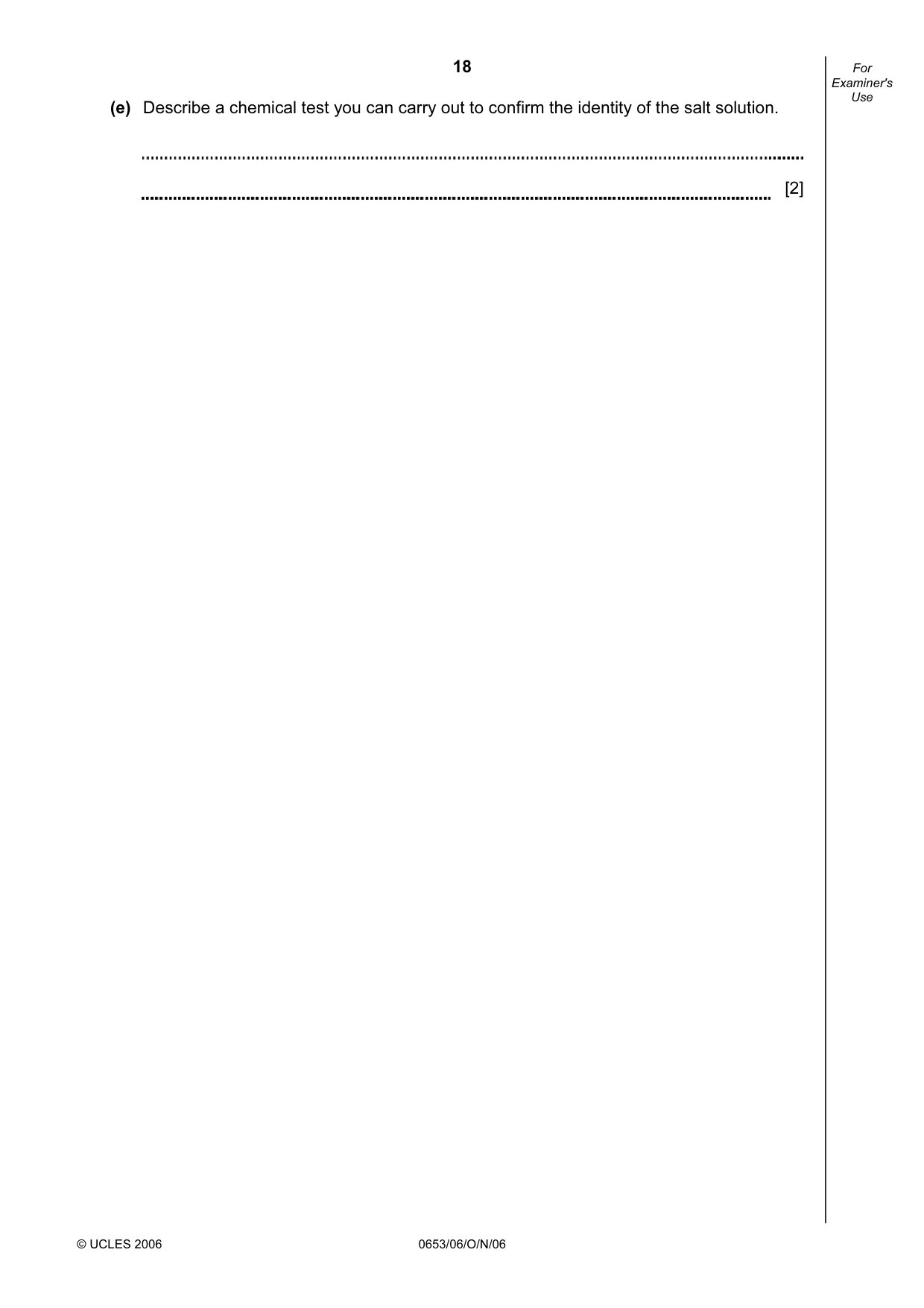 Cambridge IGCSE Science - Combined 0653 2006 Oct/Nov Paper 6 · Variant 1 question paper, page 18 of 20