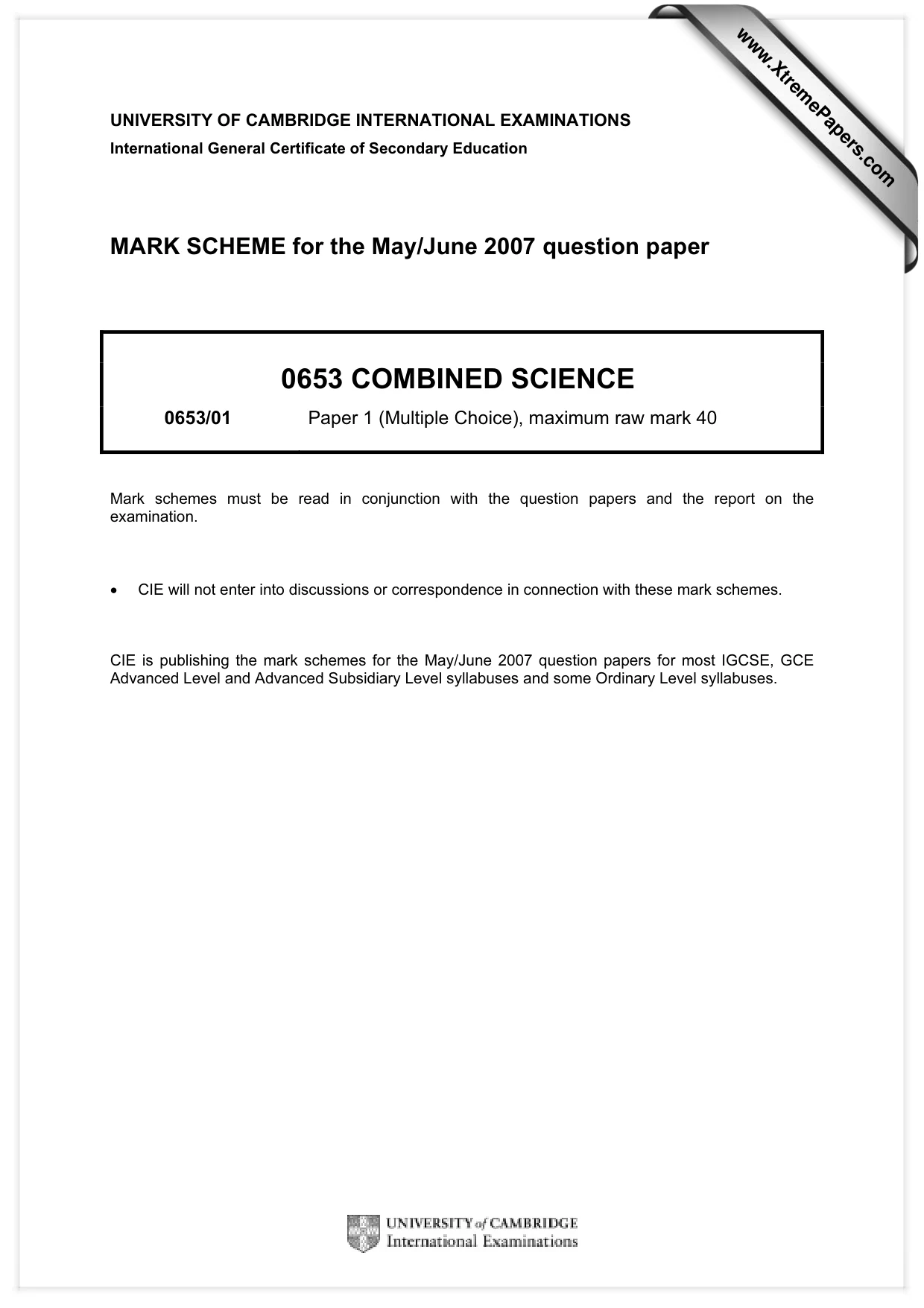 Mark scheme, page 1 of 2